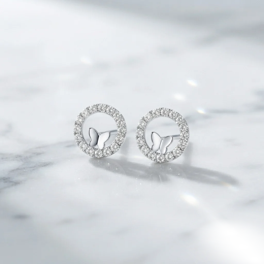925 Sterling Silver Halo Circle Moissanite Diamond Stud Earrings | Fine Jewellery for Women - Image 3