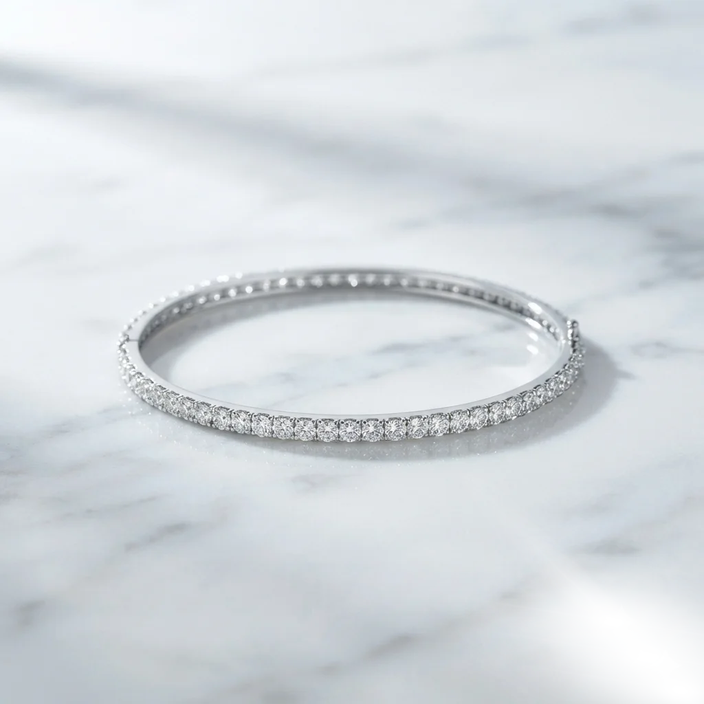 Luna Half Eternity 925 Sterling Silver Premium Moissanite Tennis Bangle for Women - Image 3
