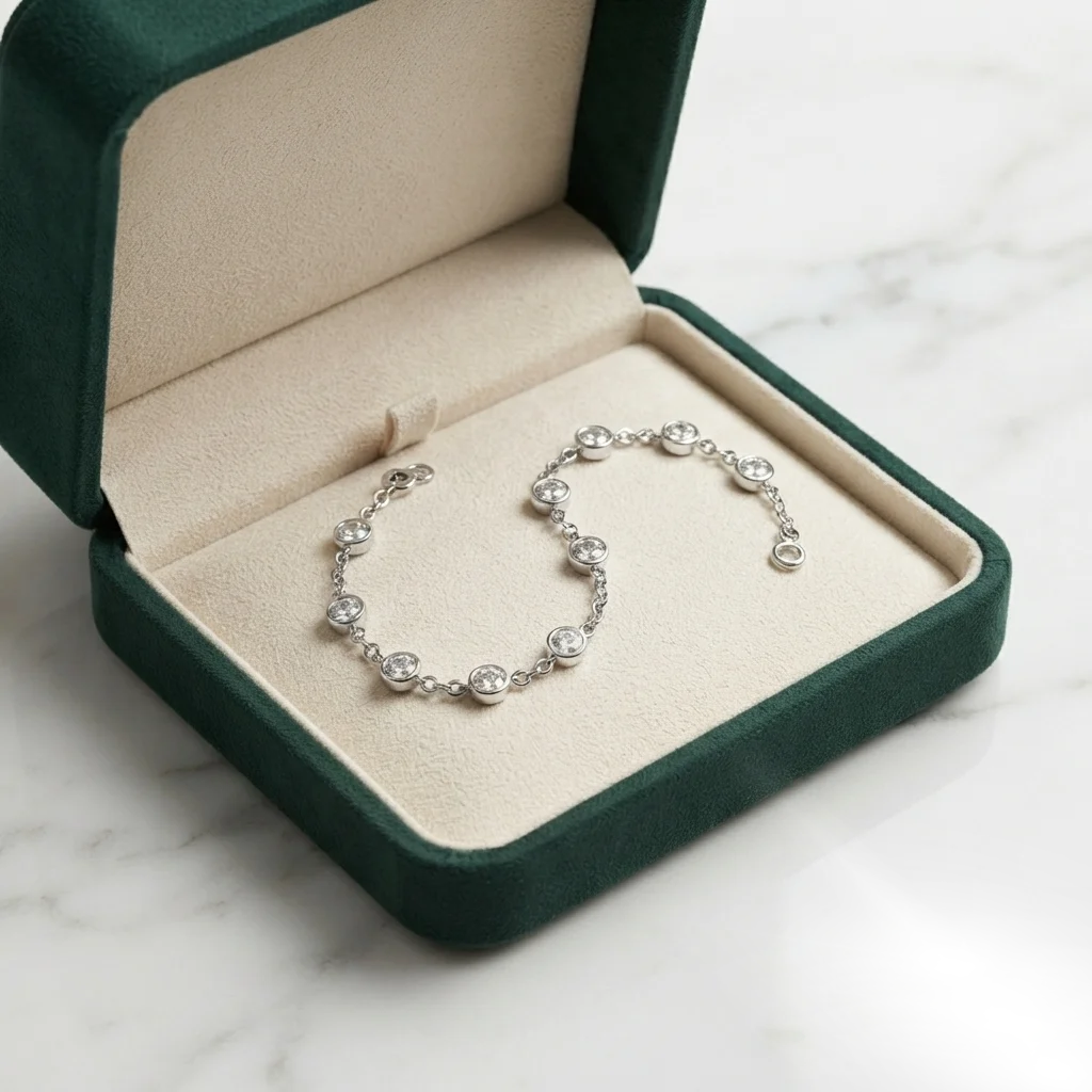 Celeste Bezel Set Premium Moissanite Bracelet in 925 Sterling Silver - Image 2