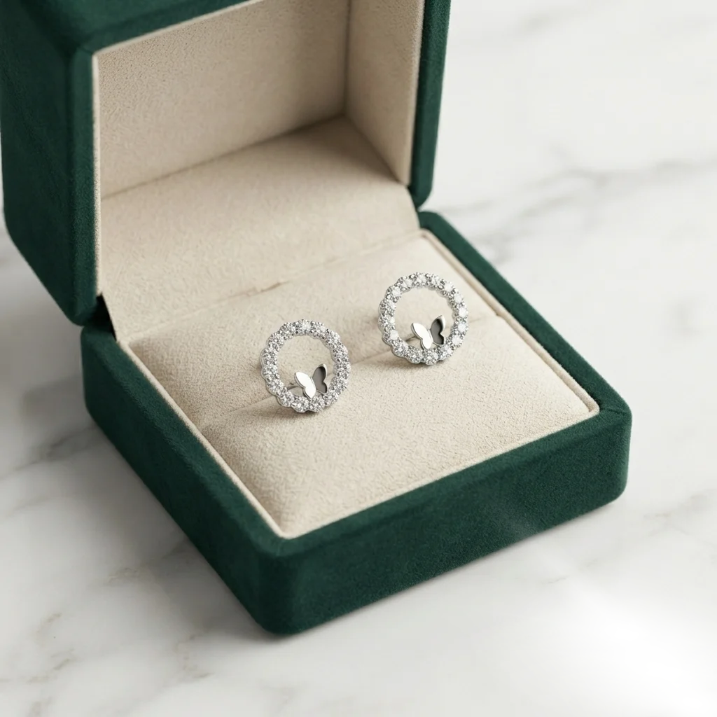 925 Sterling Silver Halo Circle Moissanite Diamond Stud Earrings | Fine Jewellery for Women - Image 4