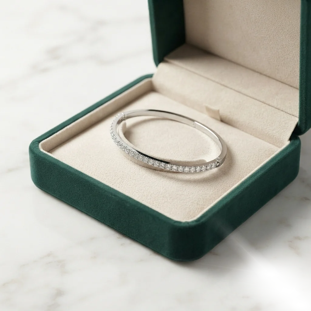Luna Half Eternity 925 Sterling Silver Premium Moissanite Tennis Bangle for Women - Image 2