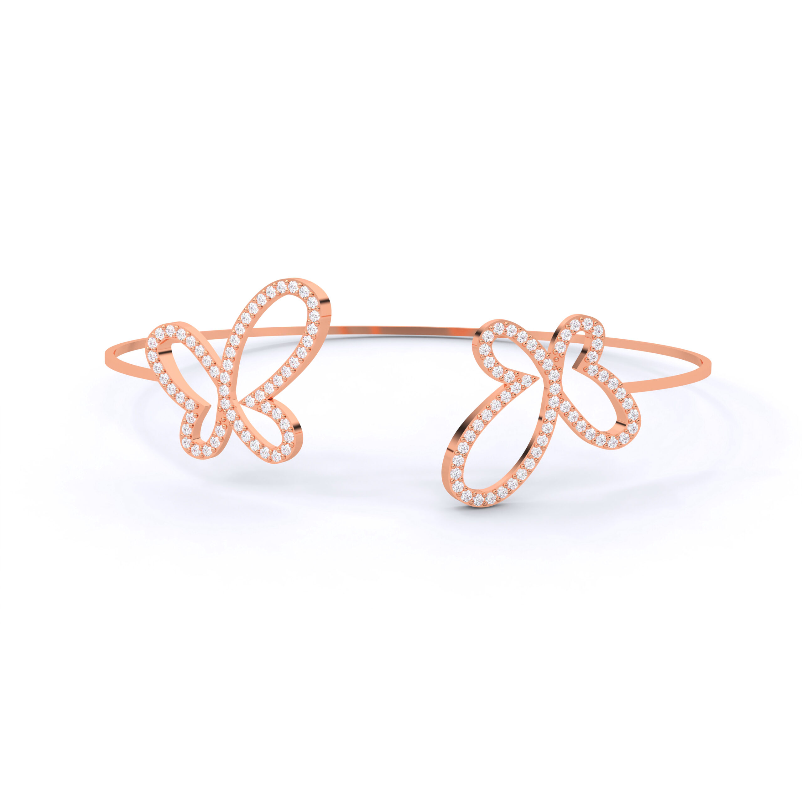 Flutter Dual Butterfly Open Cuff Bracelet in 925 Sterling Silver with Premium Moissanite - Image 6