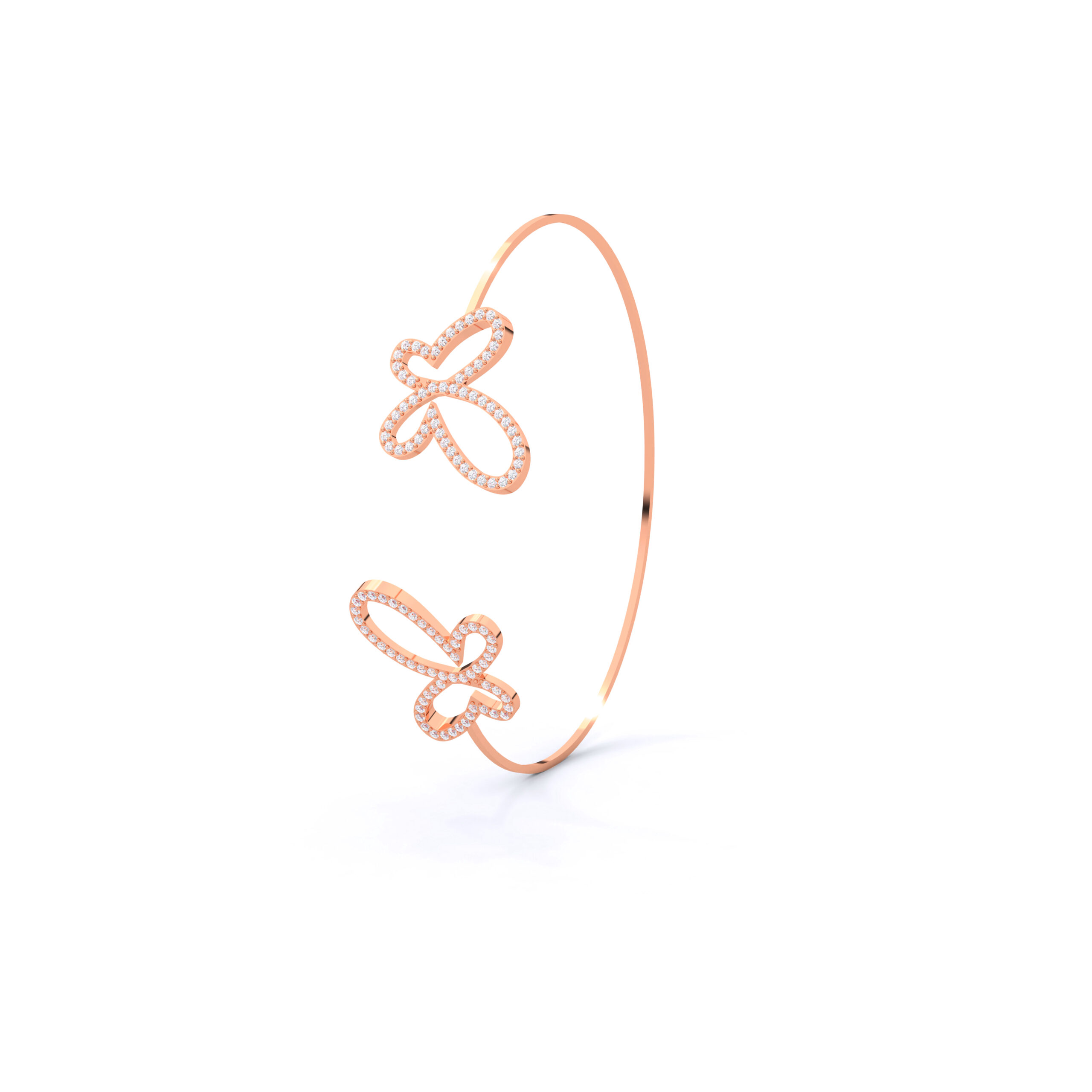 Flutter Dual Butterfly Open Cuff Bracelet in 925 Sterling Silver with Premium Moissanite - Image 5