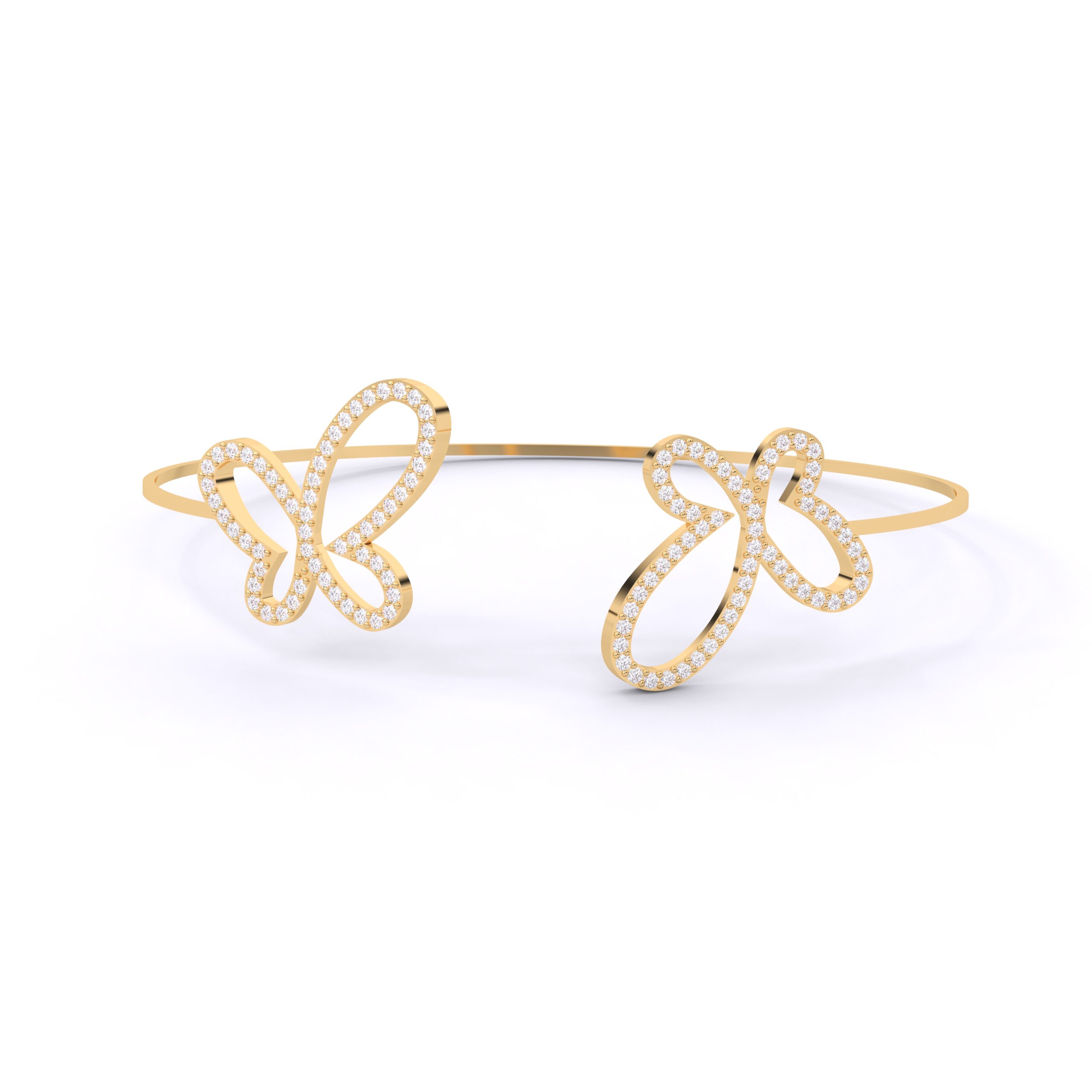 Flutter Dual Butterfly Open Cuff Bracelet in 925 Sterling Silver with Premium Moissanite - Image 7