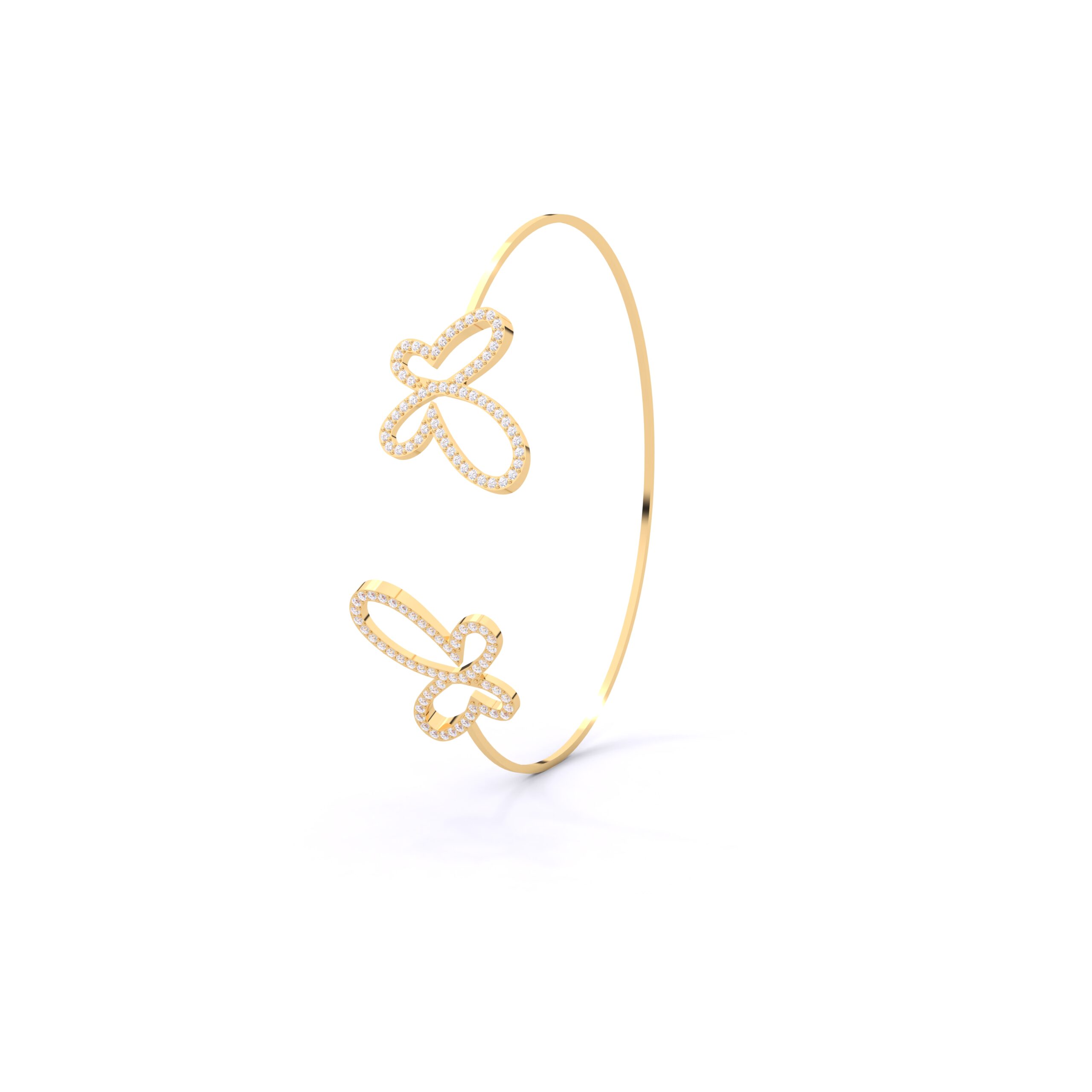Flutter Dual Butterfly Open Cuff Bracelet in 925 Sterling Silver with Premium Moissanite - Image 8