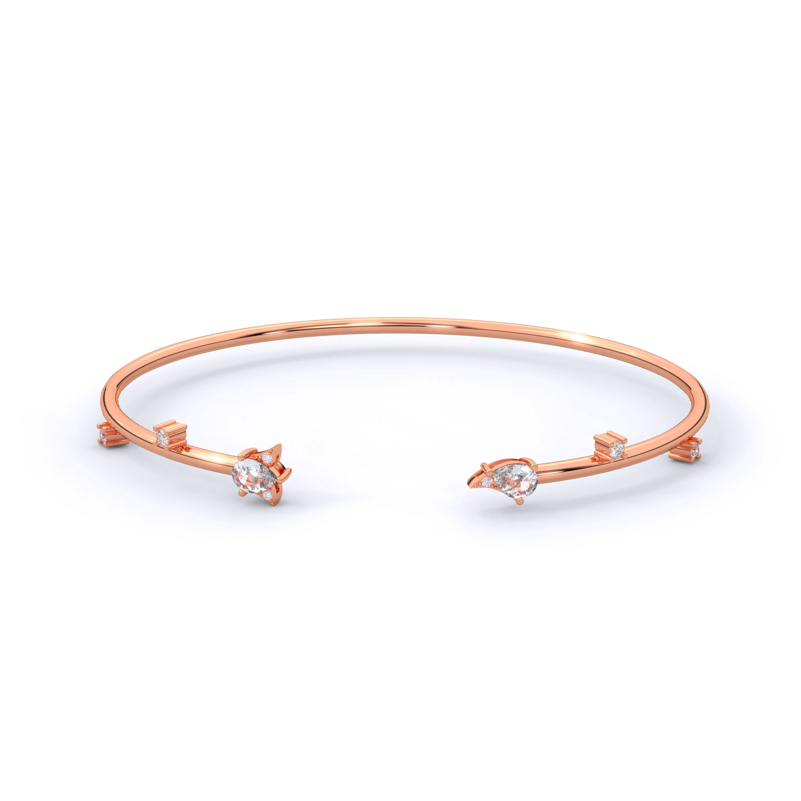 Pear Moissanite Open Bangle in 925 Sterling Silver | DIAMIRA - Image 8