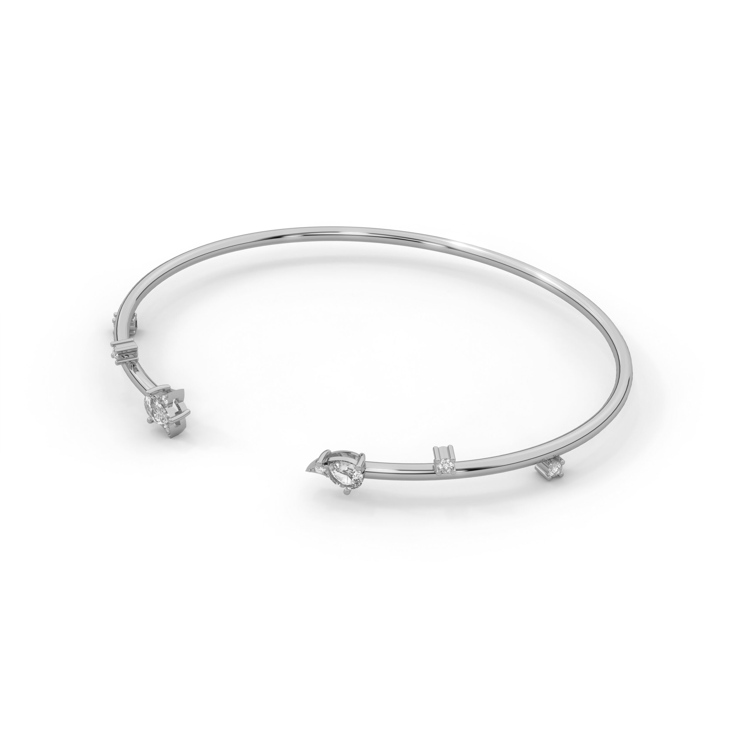 Pear Moissanite Open Bangle in 925 Sterling Silver | DIAMIRA - Image 4