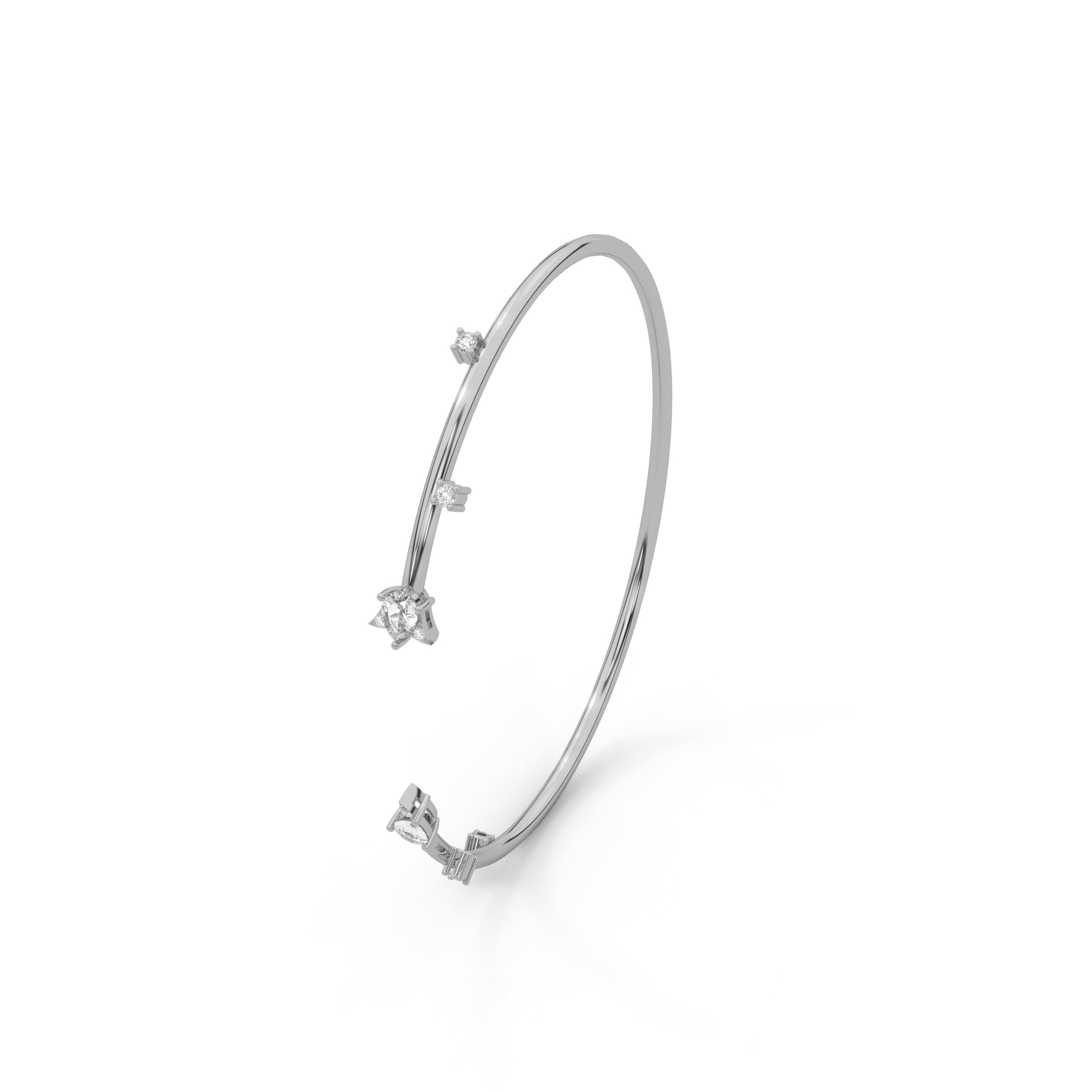 Pear Moissanite Open Bangle in 925 Sterling Silver | DIAMIRA - Image 5