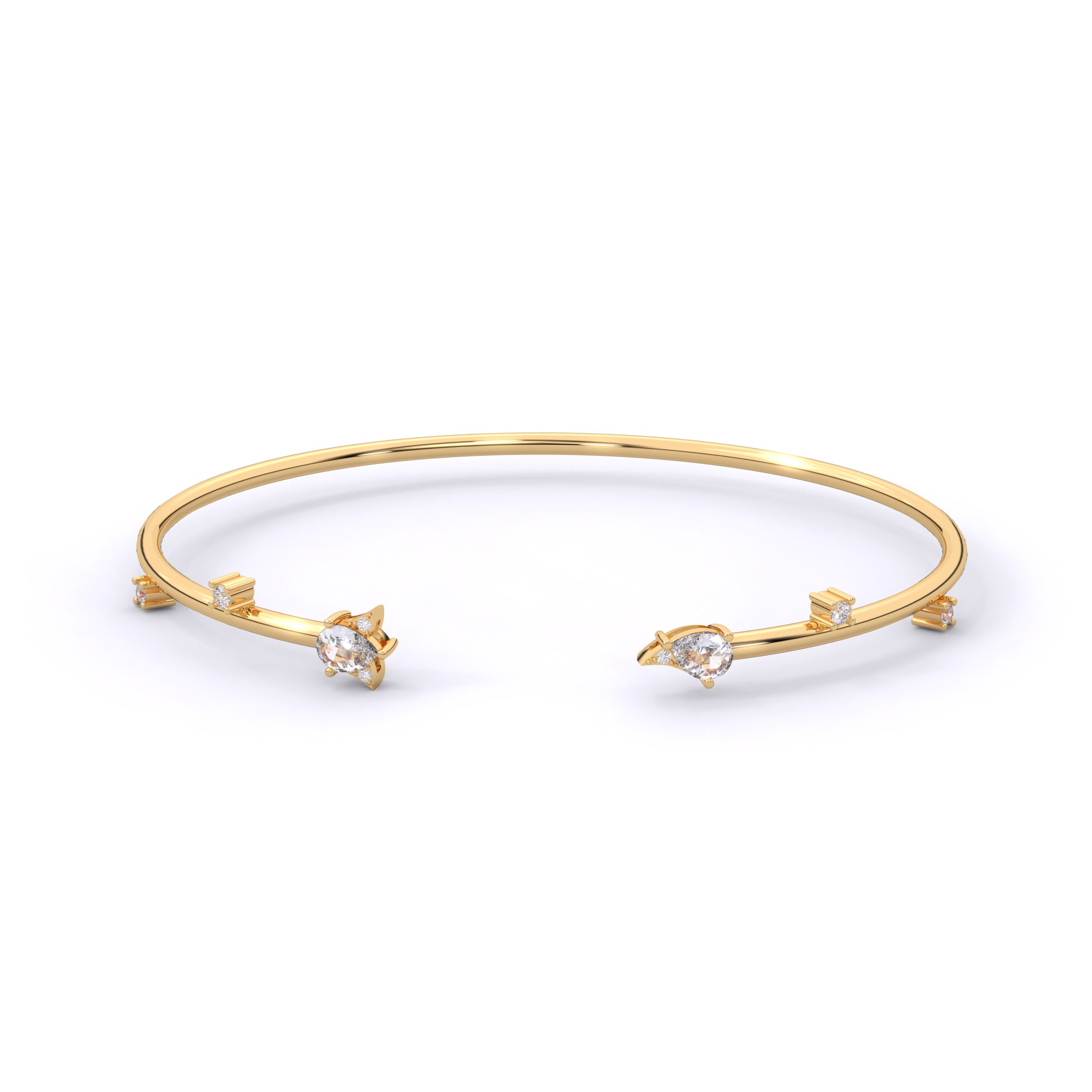 Pear Moissanite Open Bangle in 925 Sterling Silver | DIAMIRA - Image 7