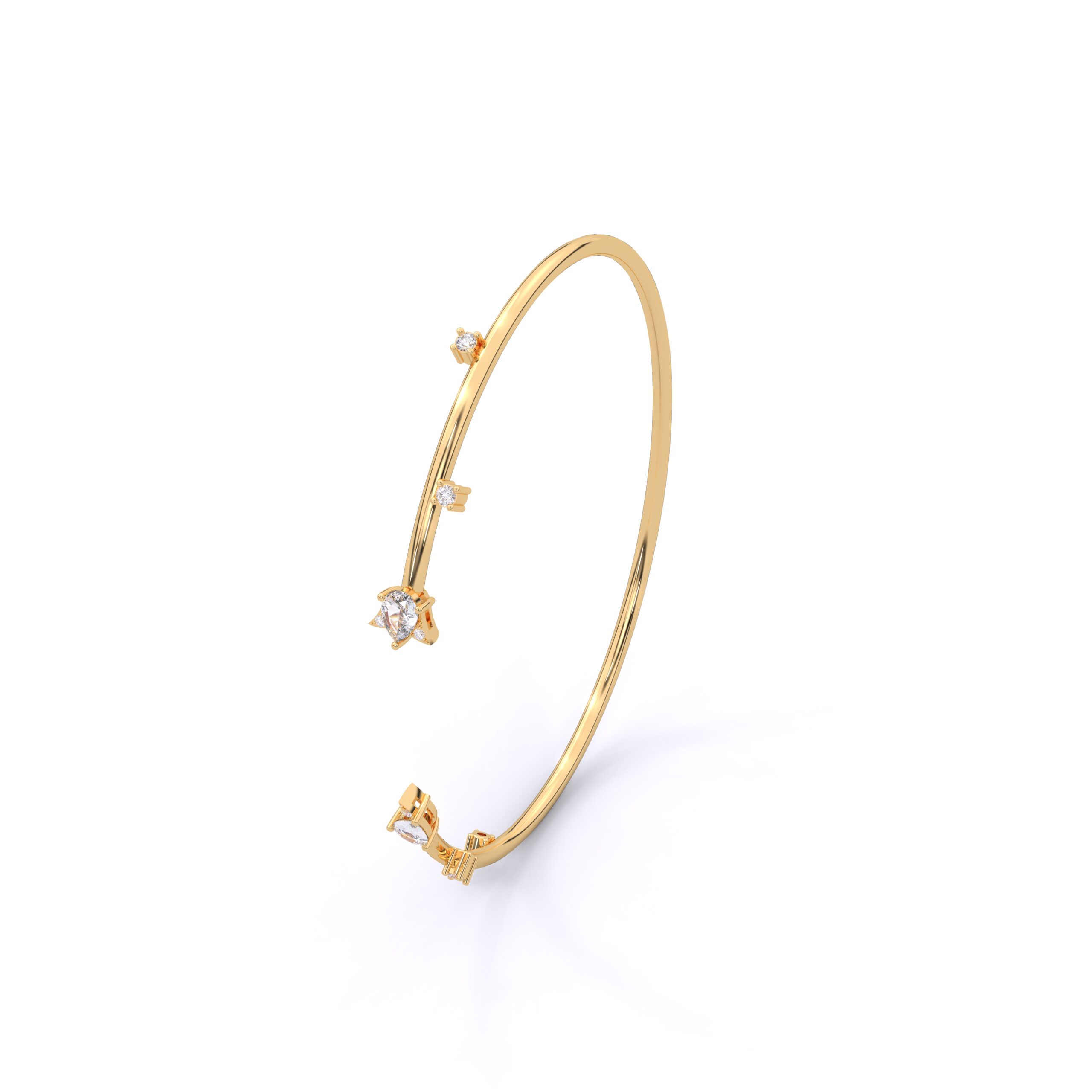 Pear Moissanite Open Bangle in 925 Sterling Silver | DIAMIRA - Image 6