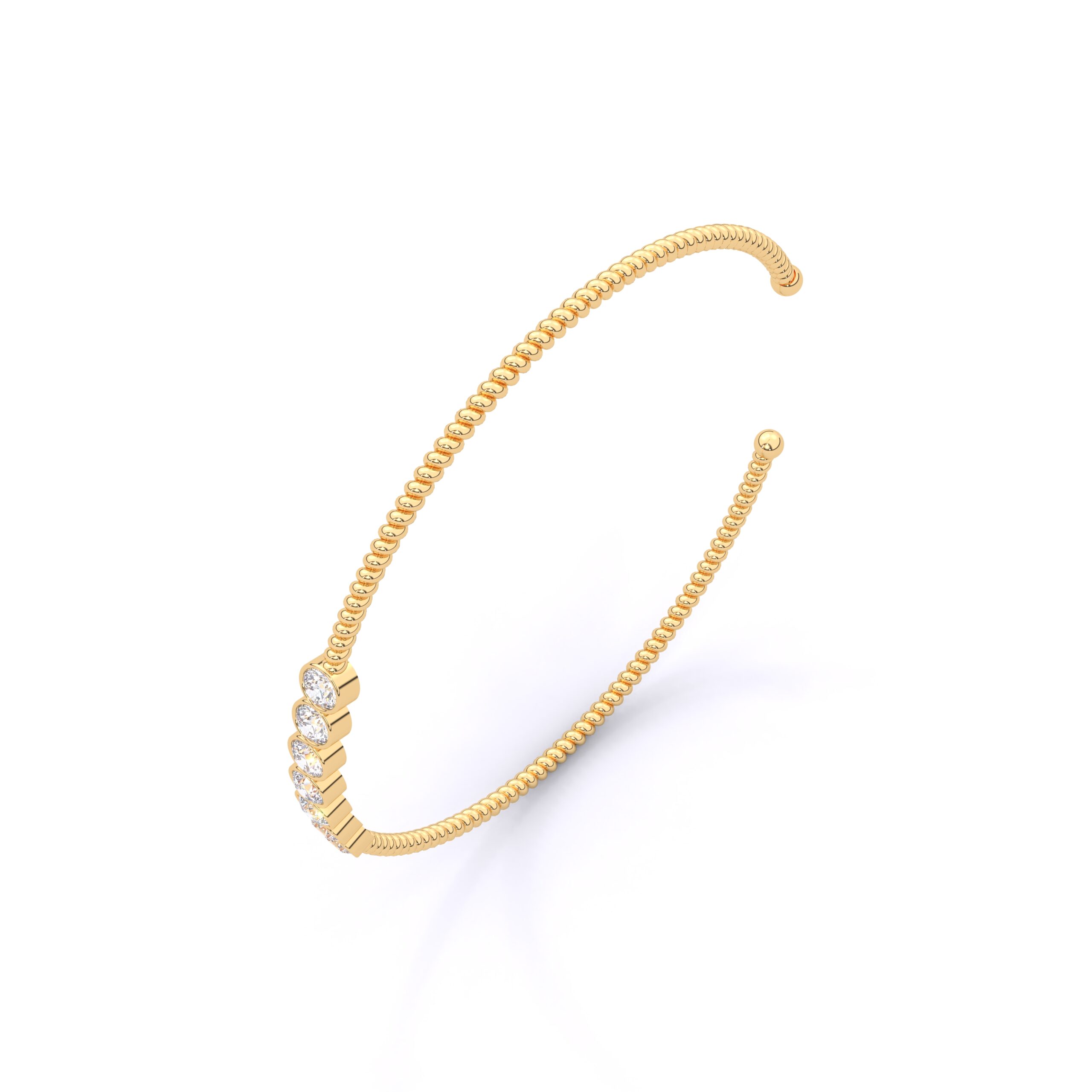 925 Sterling Silver Luna Bezel Premium Moissanite Diamond Open Bangle for Women - Image 5