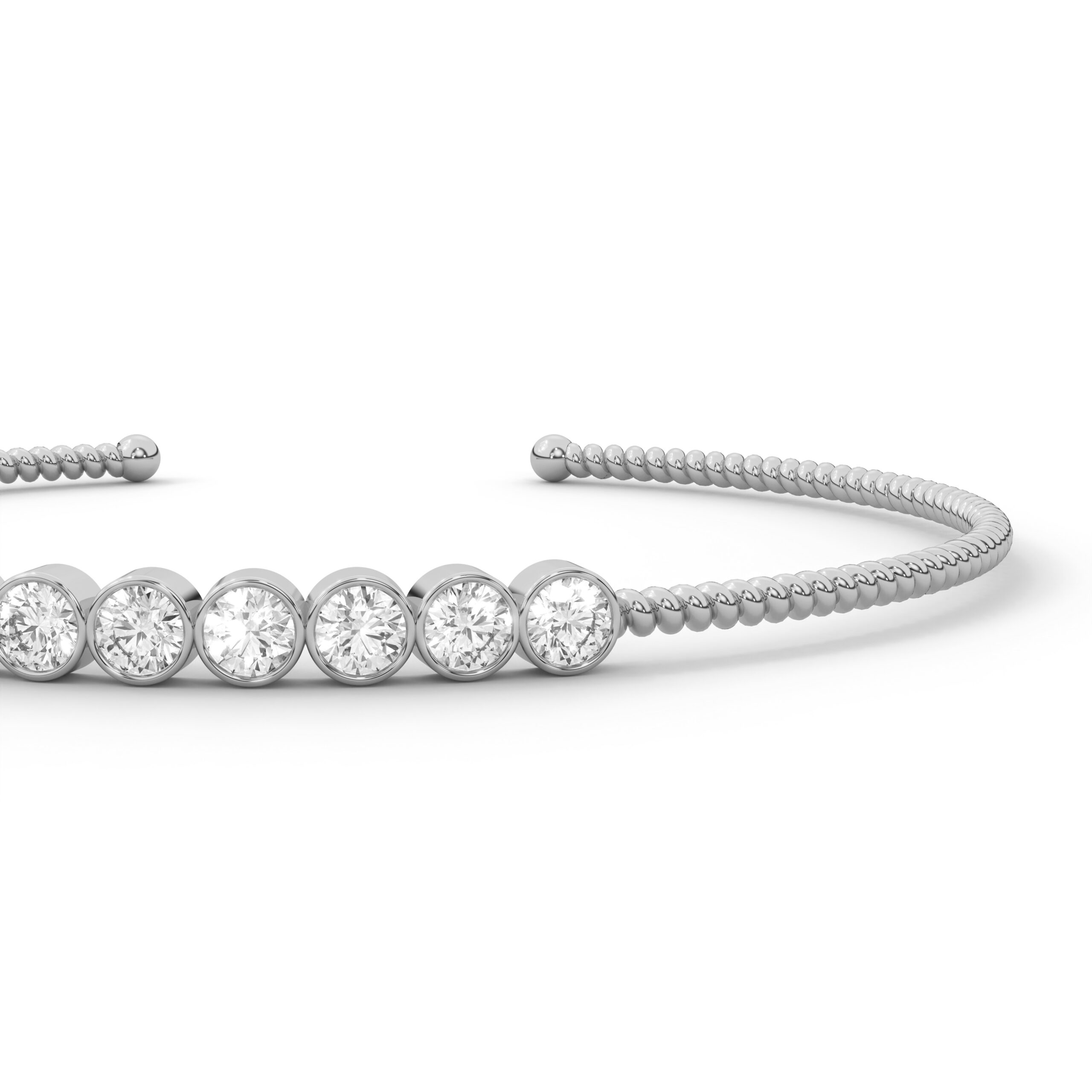 925 Sterling Silver Luna Bezel Premium Moissanite Diamond Open Bangle for Women - Image 4