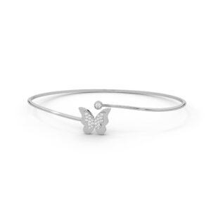 Butterfly moissanite bangle in 925 sterling silver