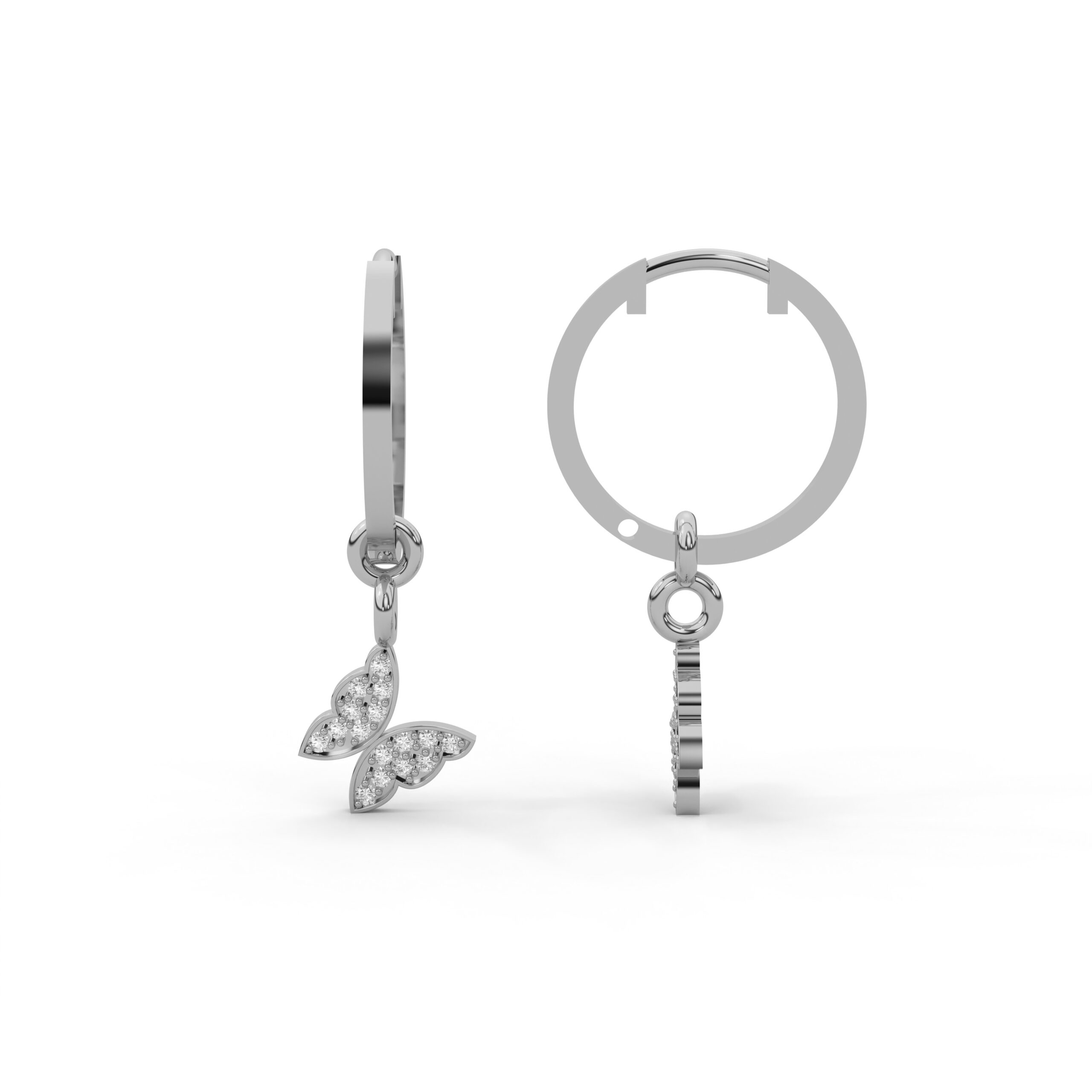 925 Sterling Silver Premium Moissanite Butterfly Drop Hoop Earrings for Women - Image 5