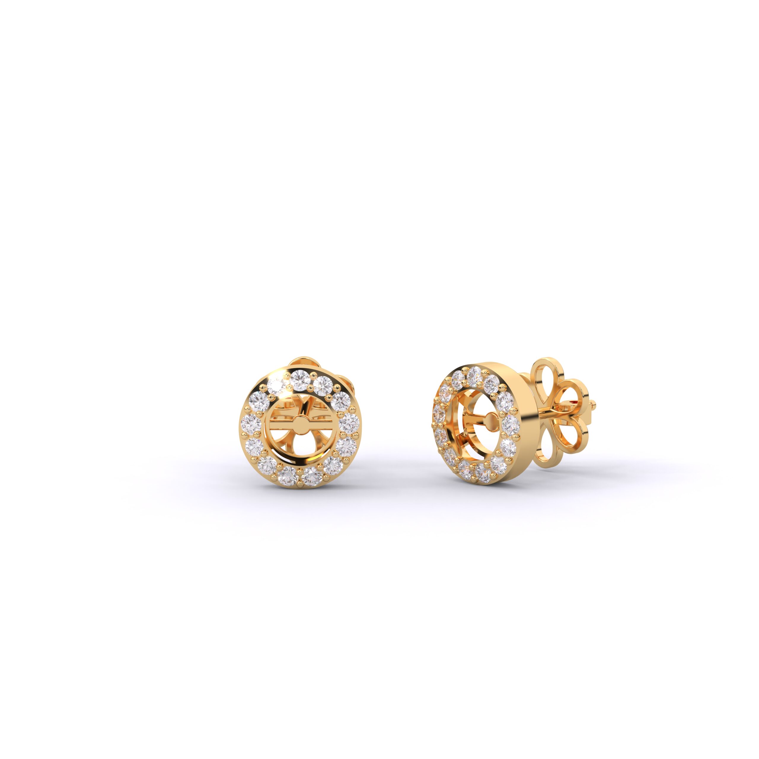 Round Moissanite Halo Stud Earrings - Image 6