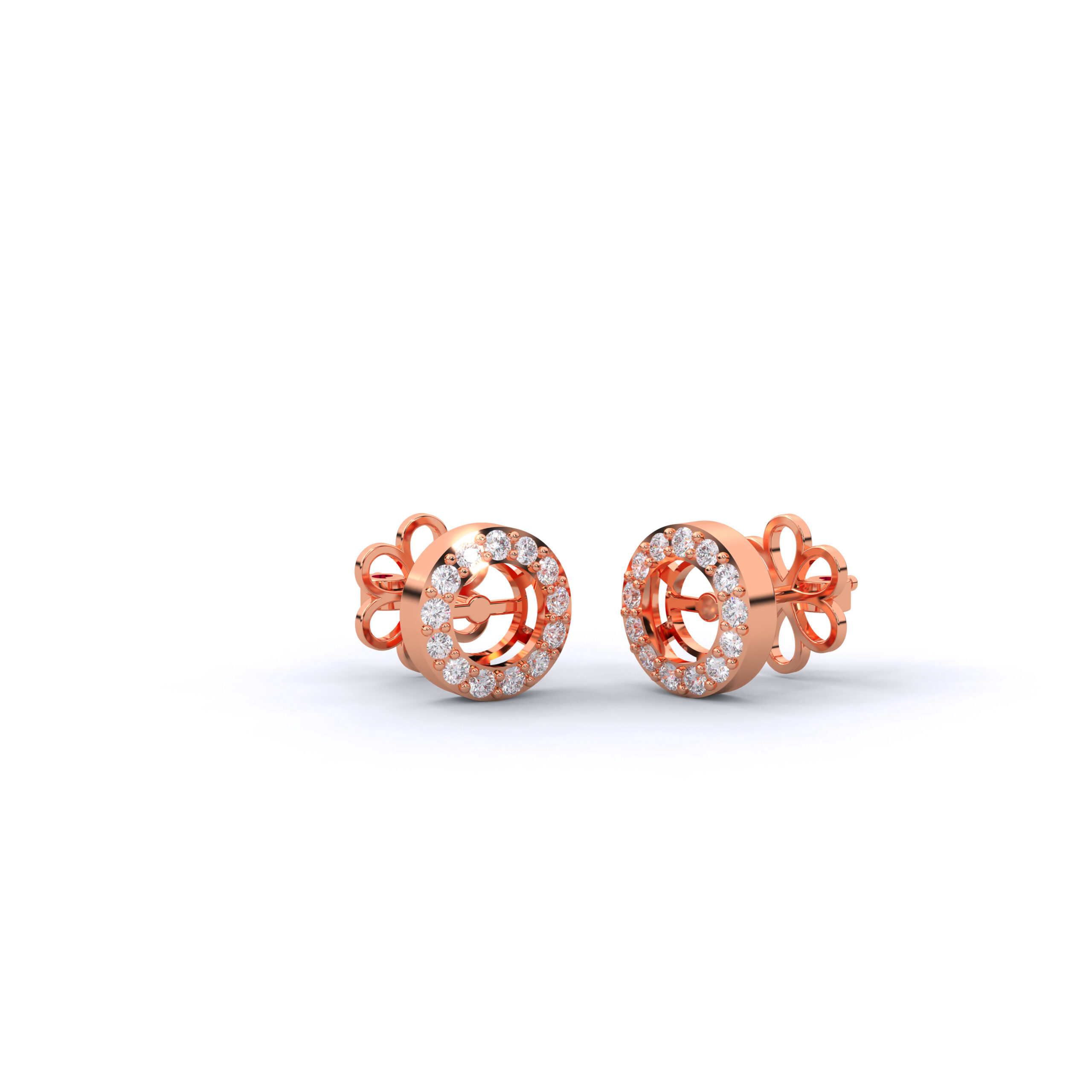 Round Moissanite Halo Stud Earrings - Image 7