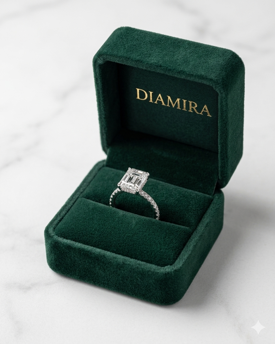 Cushion Cut Moissanite Solitaire Ring with Diamond-Style Side Stones - Image 9