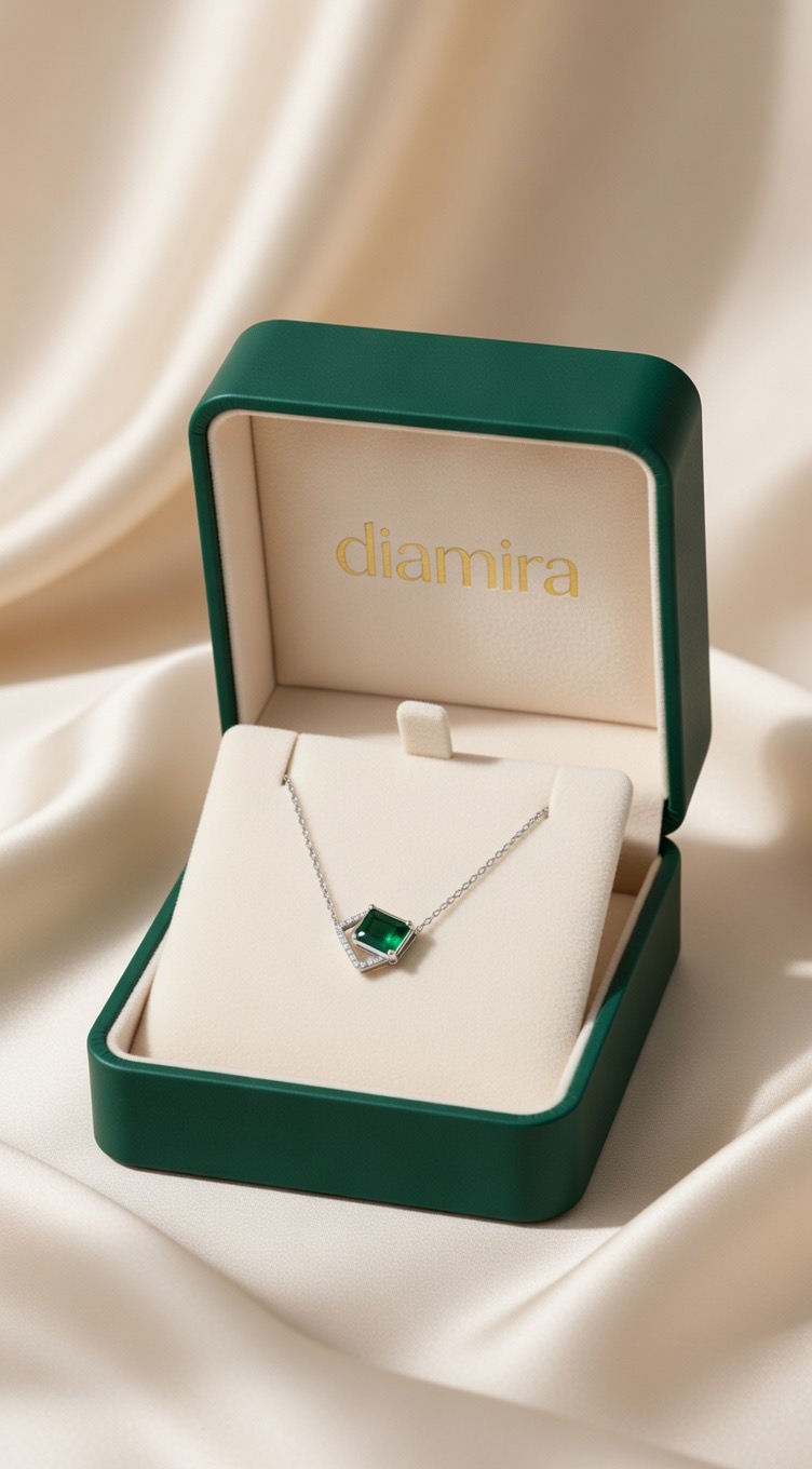 Emerald Moissanite Sterling Silver Pendant Necklace - Image 5
