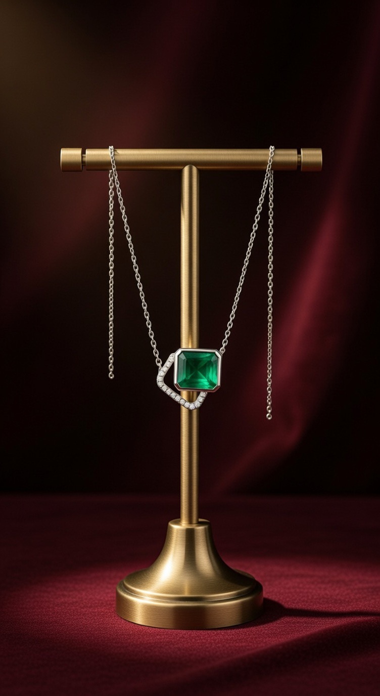 Emerald Moissanite Sterling Silver Pendant Necklace - Image 4