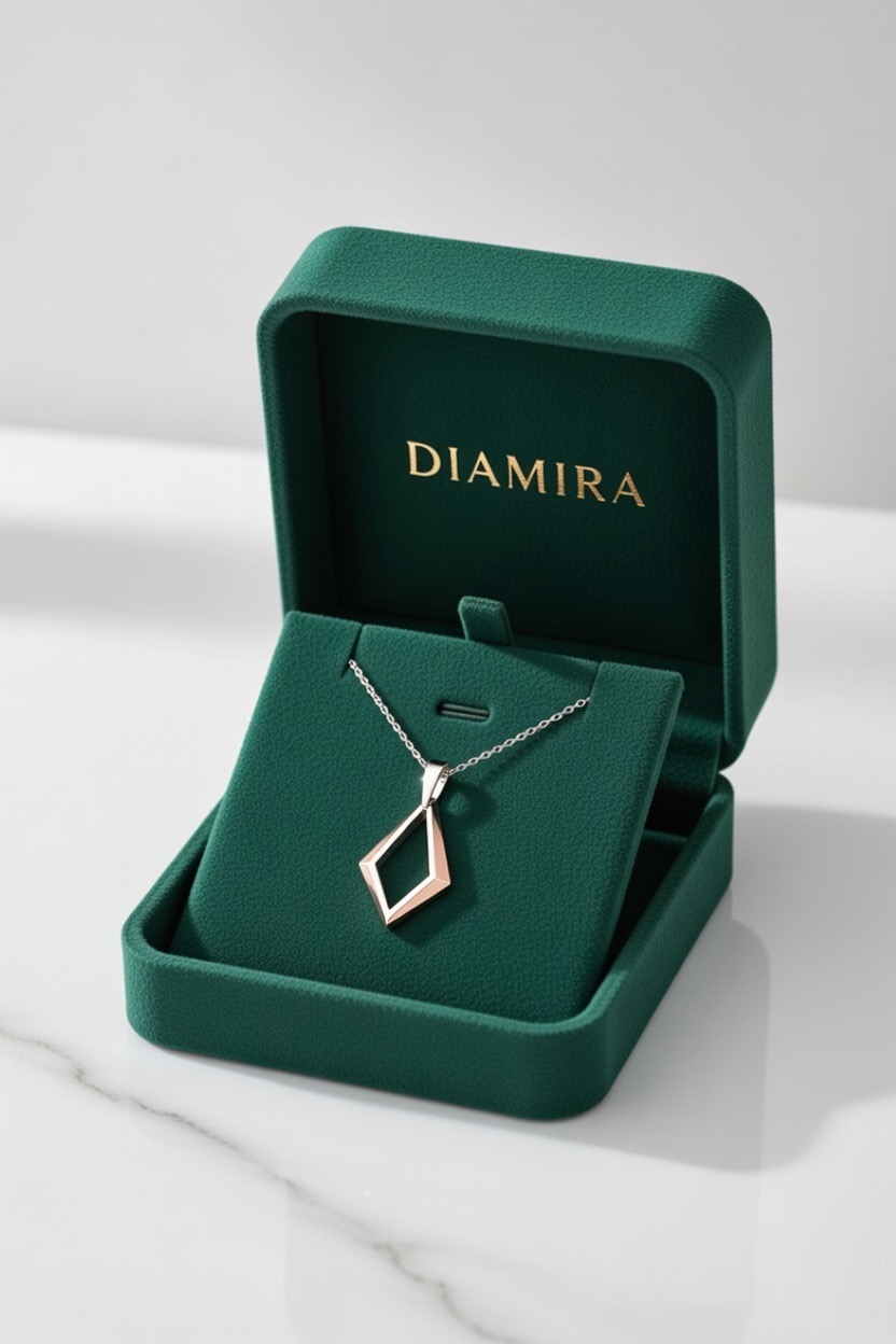 Geometric Diamond Outline Moissanite Pendant Necklace - Image 4