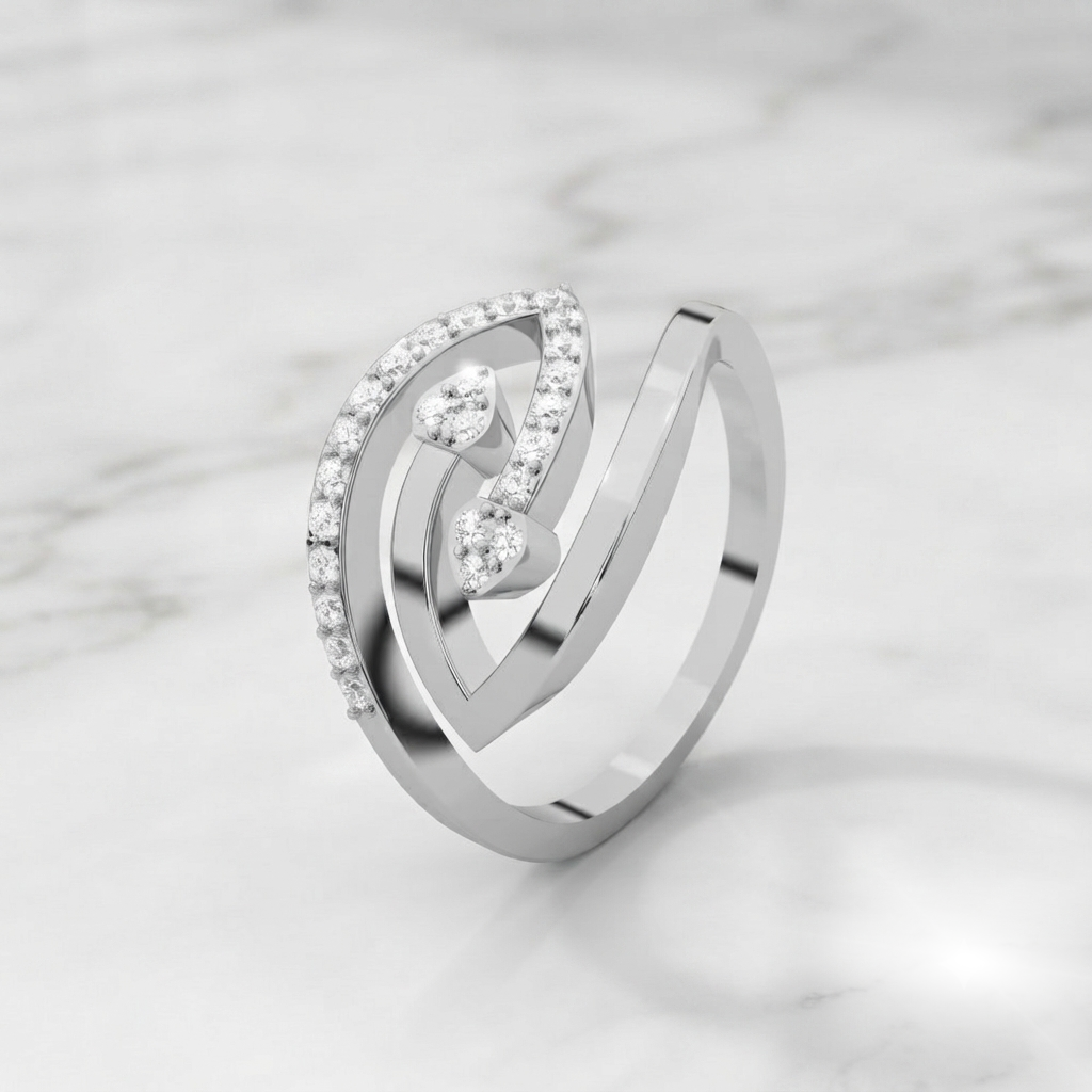 Infinity Leaf Open Design Premium Moissanite Diamond Ring for Women - Image 2
