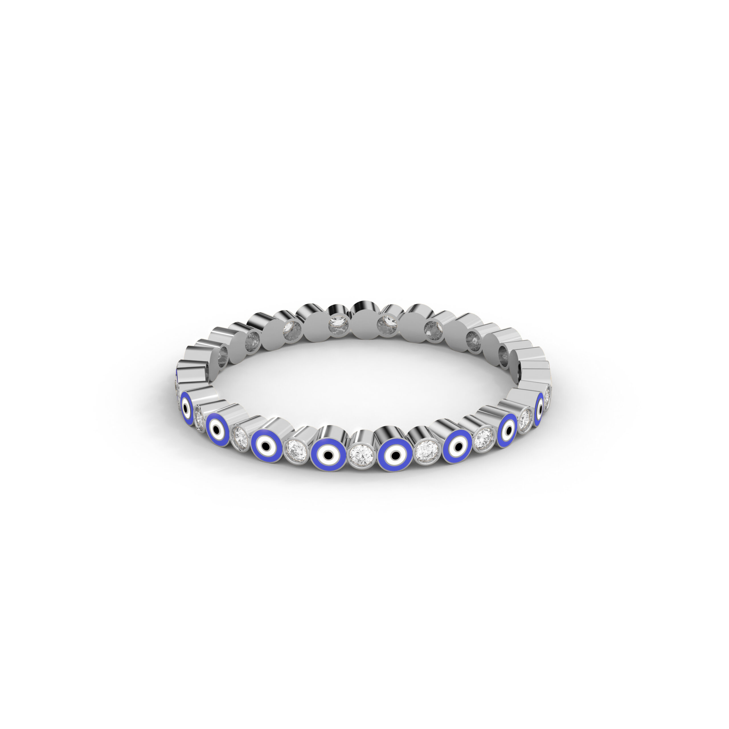 Blue Evil Eye Moissanite Eternity Ring – A Modern Symbol of Protection, Elegance & Everlasting Sparkle - Image 4