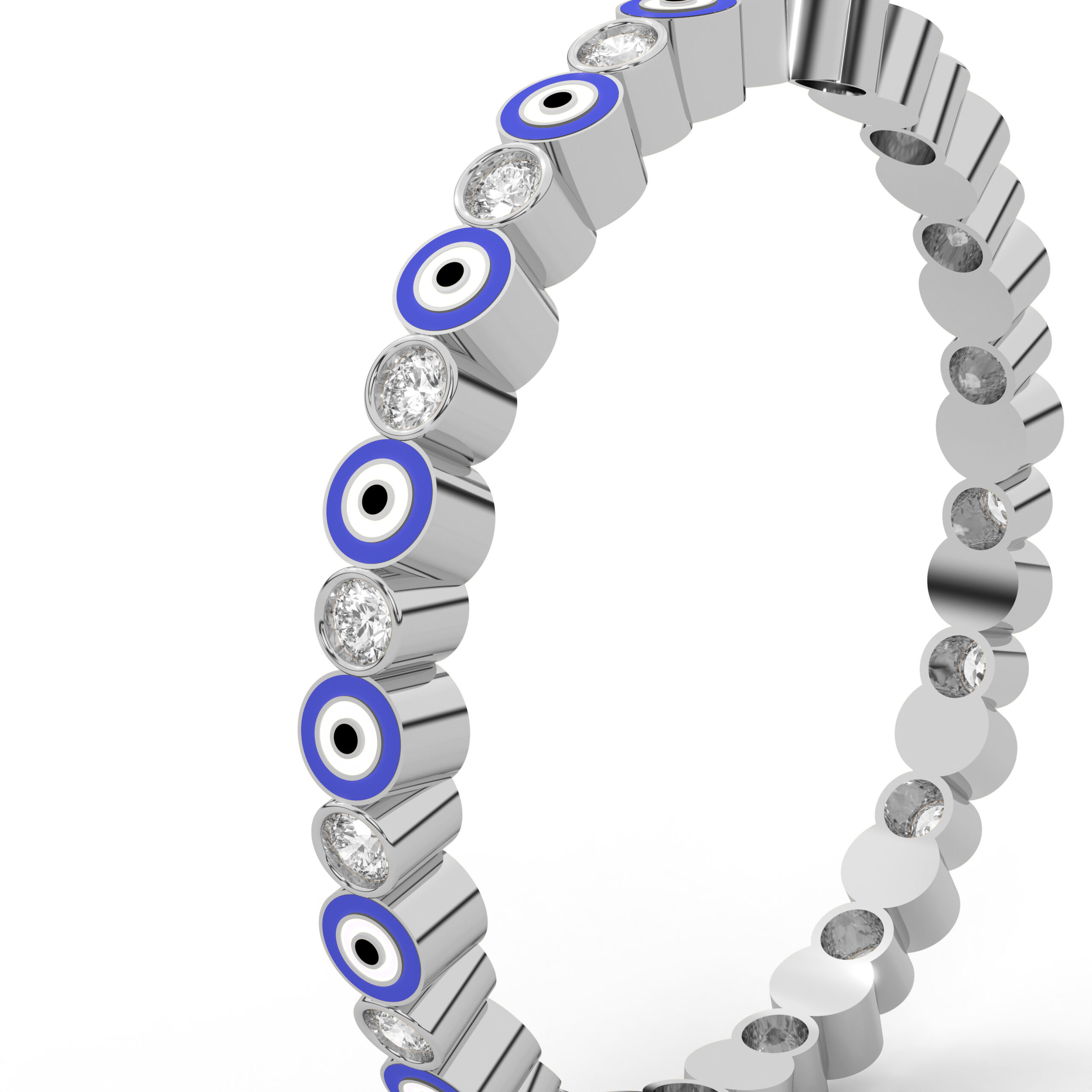 Blue Evil Eye Moissanite Eternity Ring – A Modern Symbol of Protection, Elegance & Everlasting Sparkle - Image 5