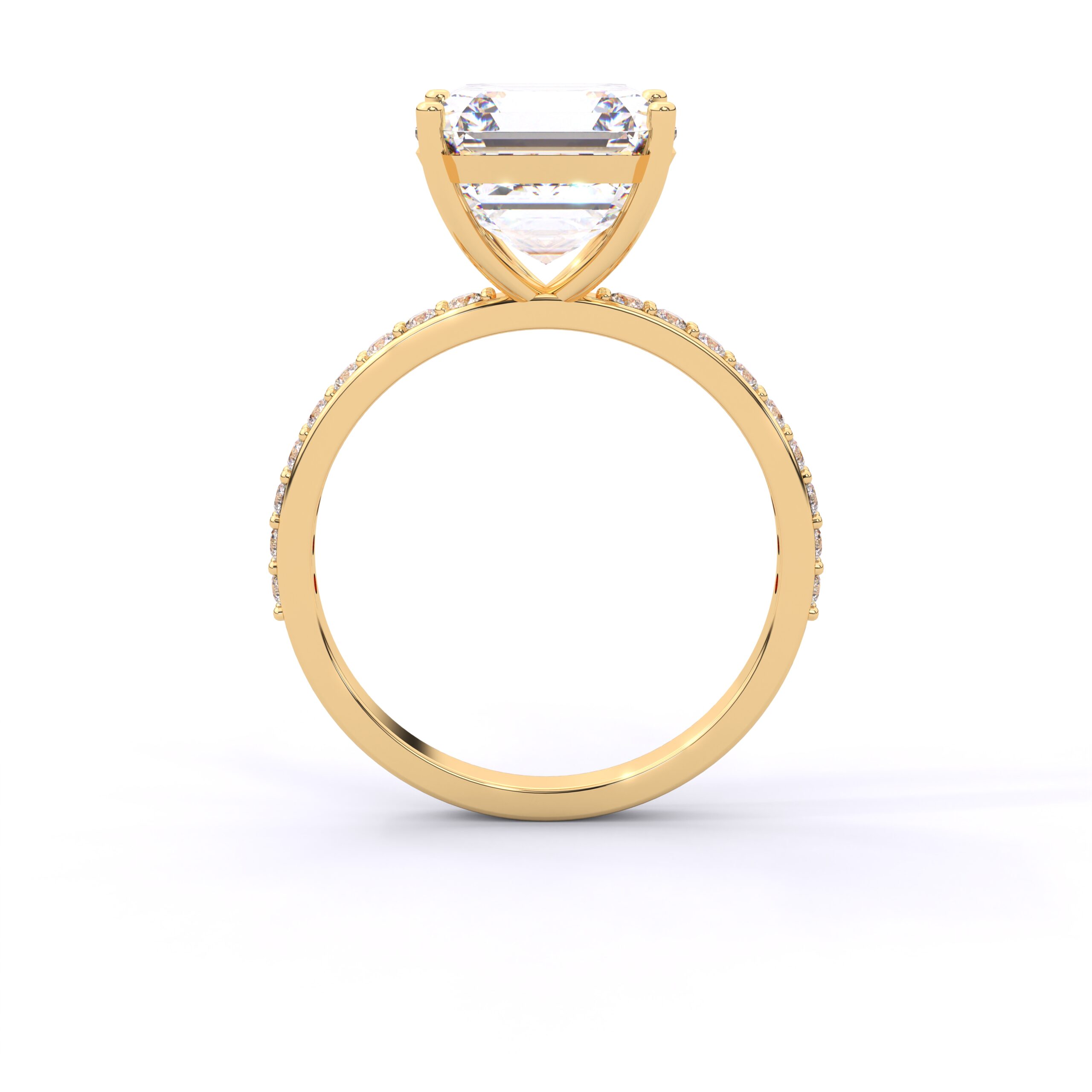 Cushion Cut Moissanite Solitaire Ring with Diamond-Style Side Stones - Image 5