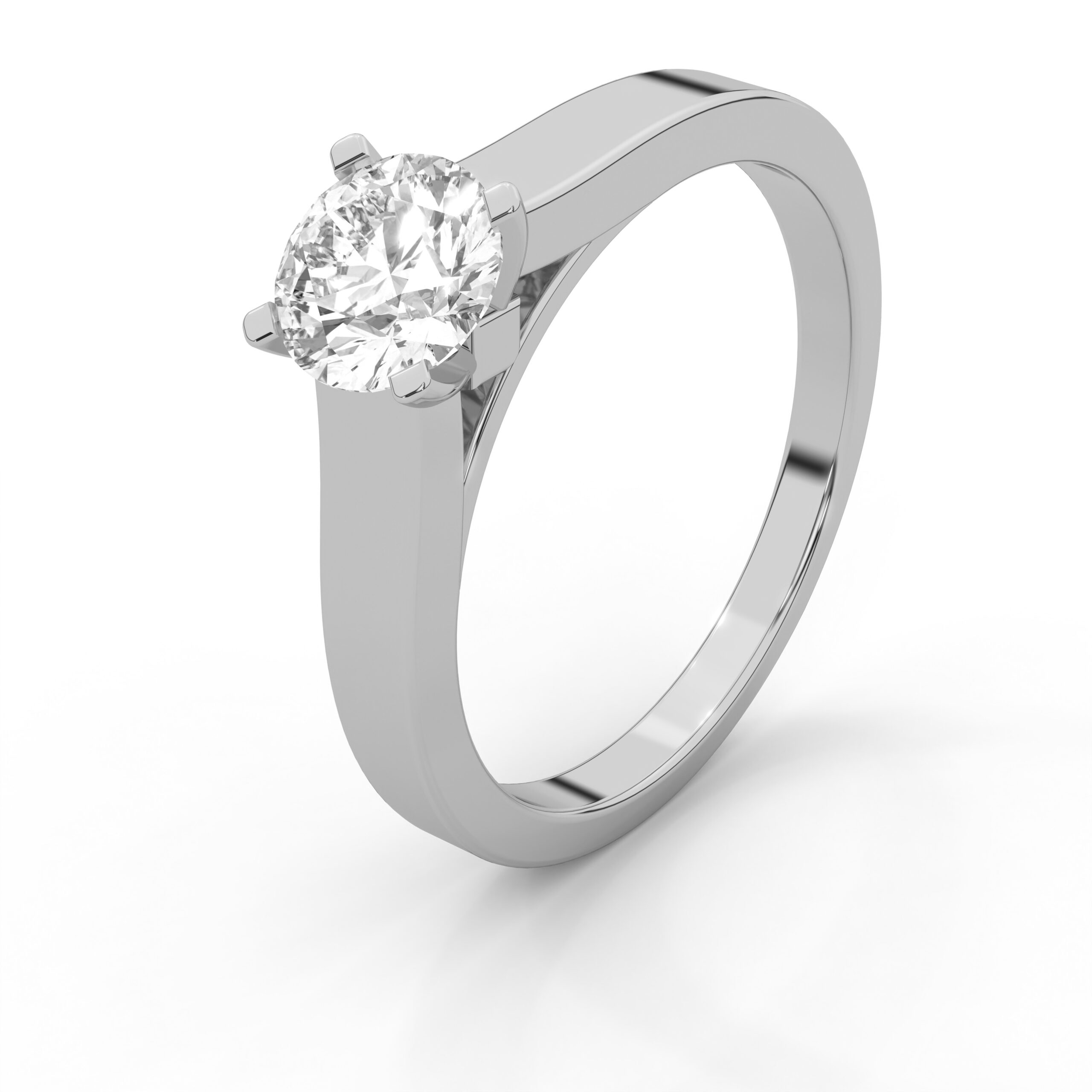 Classic Round Cut Moissanite Solitaire Split Shank Ring in 925 Sterling Silver - Image 2