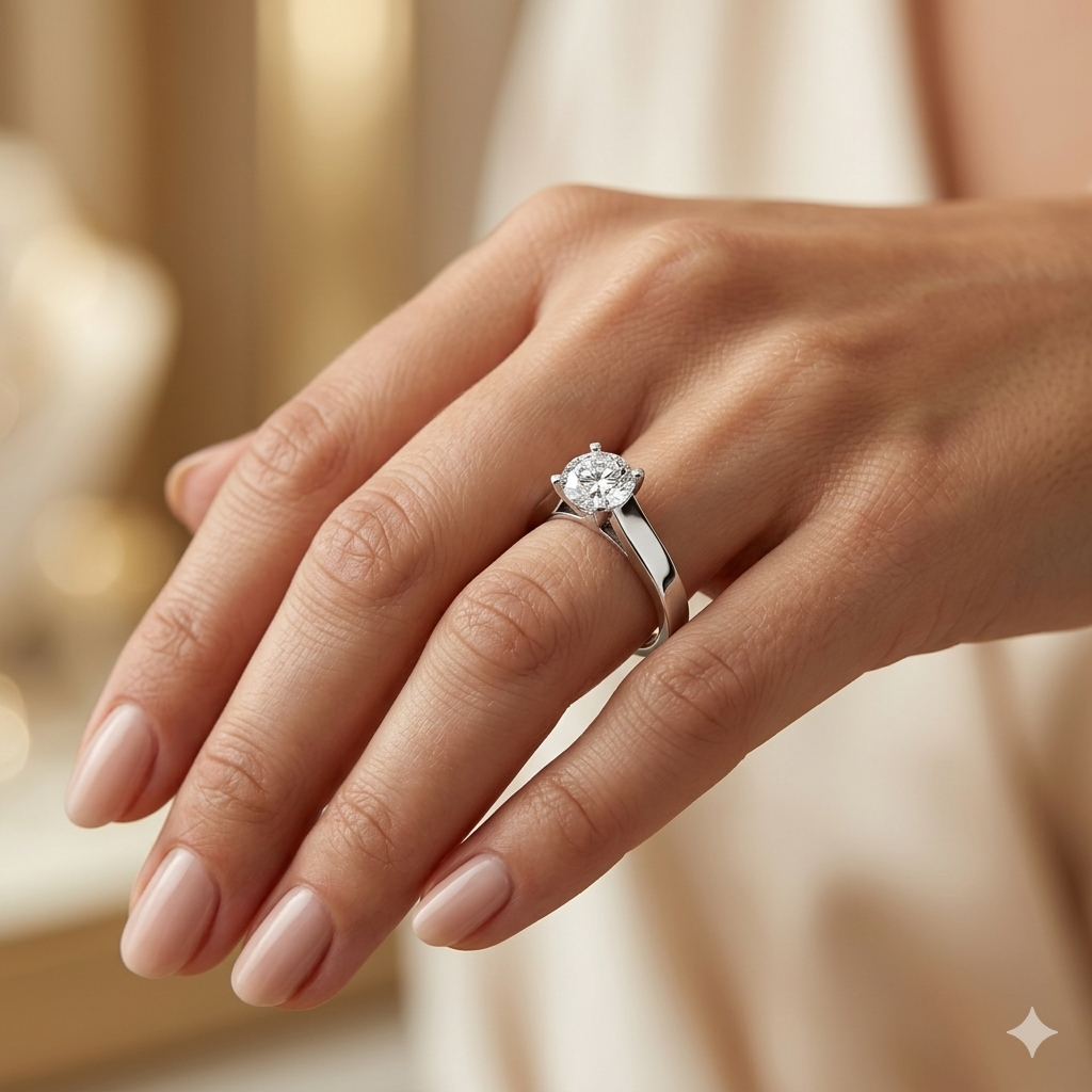 Classic Round Cut Moissanite Solitaire Split Shank Ring in 925 Sterling Silver