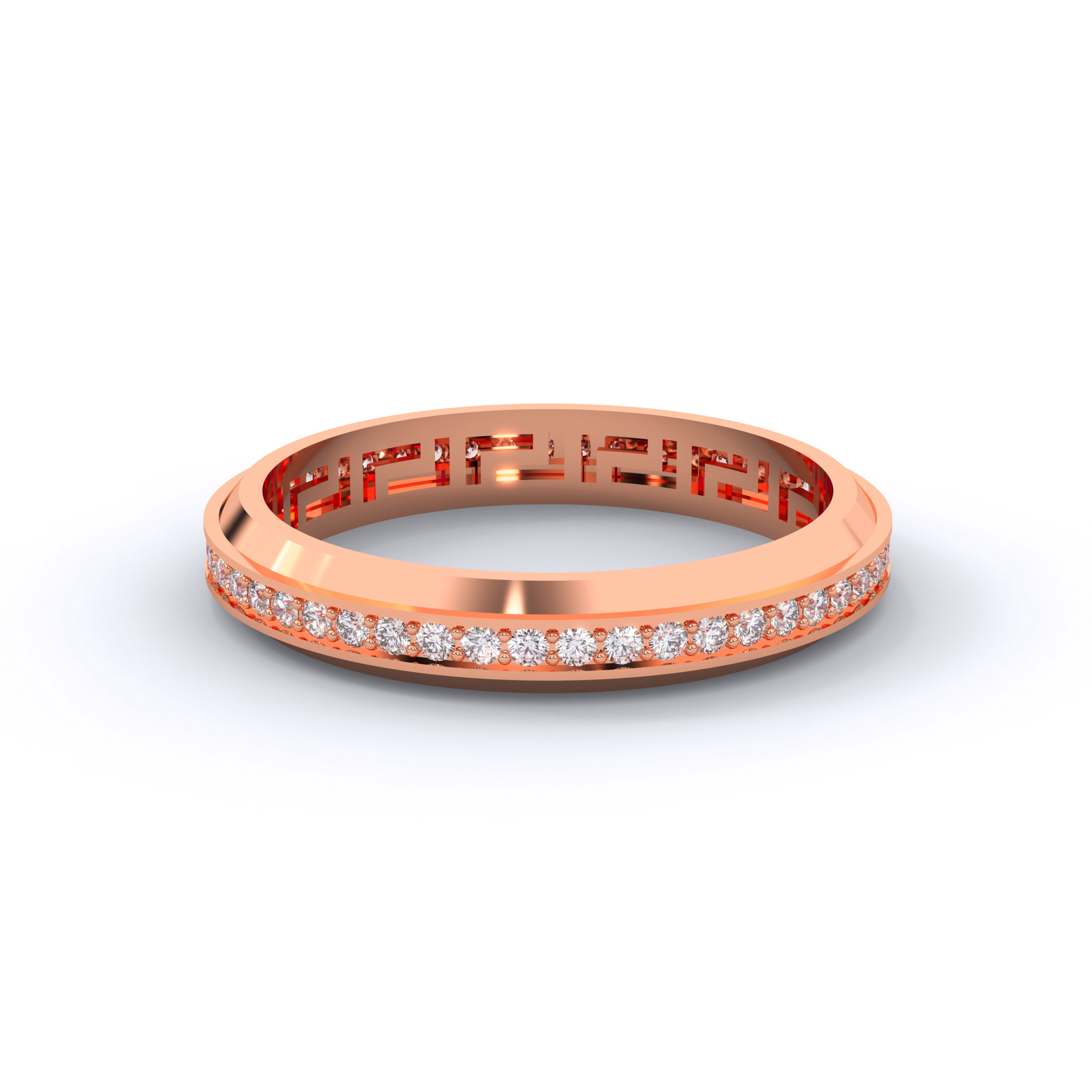 Elegant Greek Groove Moissanite Wedding Band Ring with Premium Sparkle - Image 7