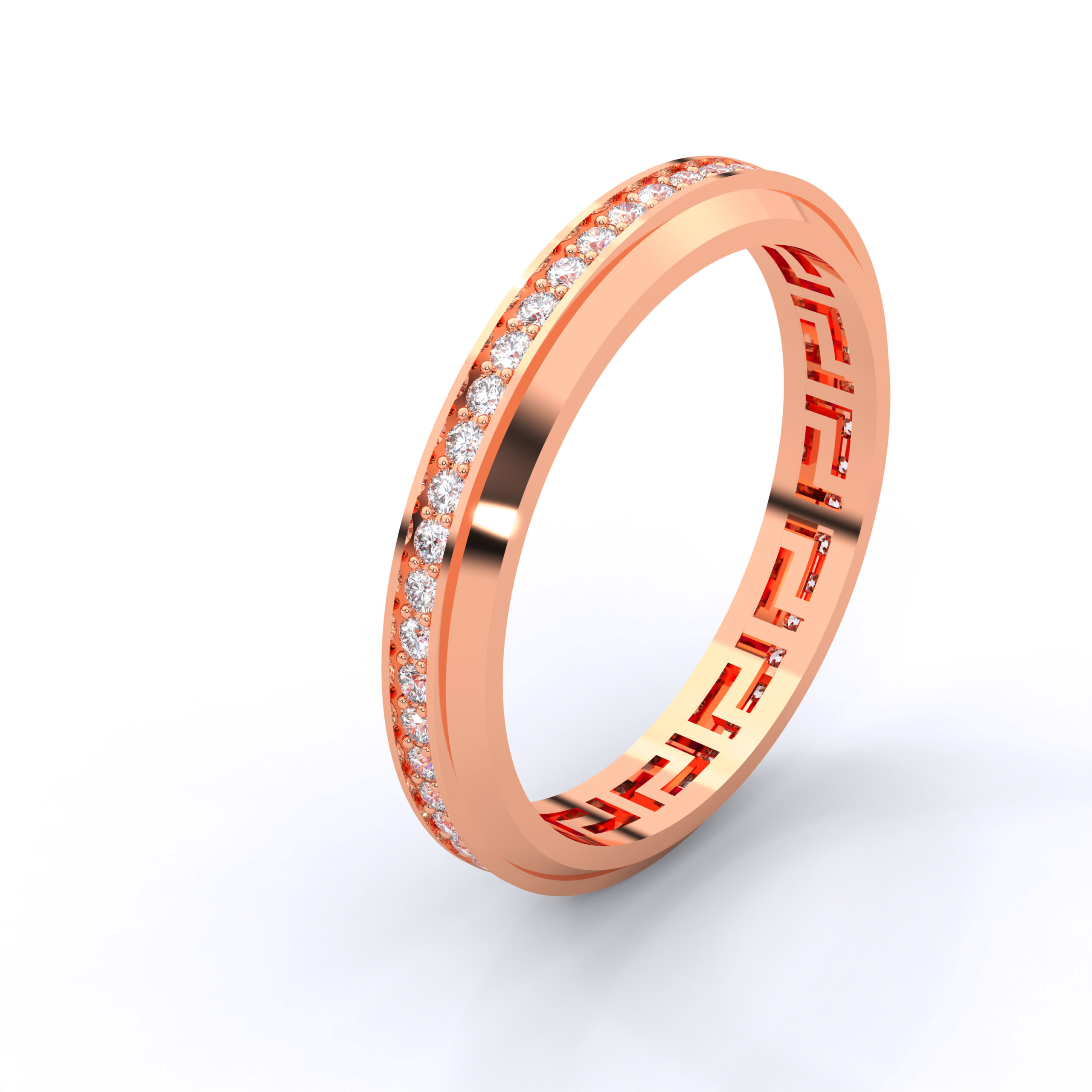 Elegant Greek Groove Moissanite Wedding Band Ring with Premium Sparkle - Image 6