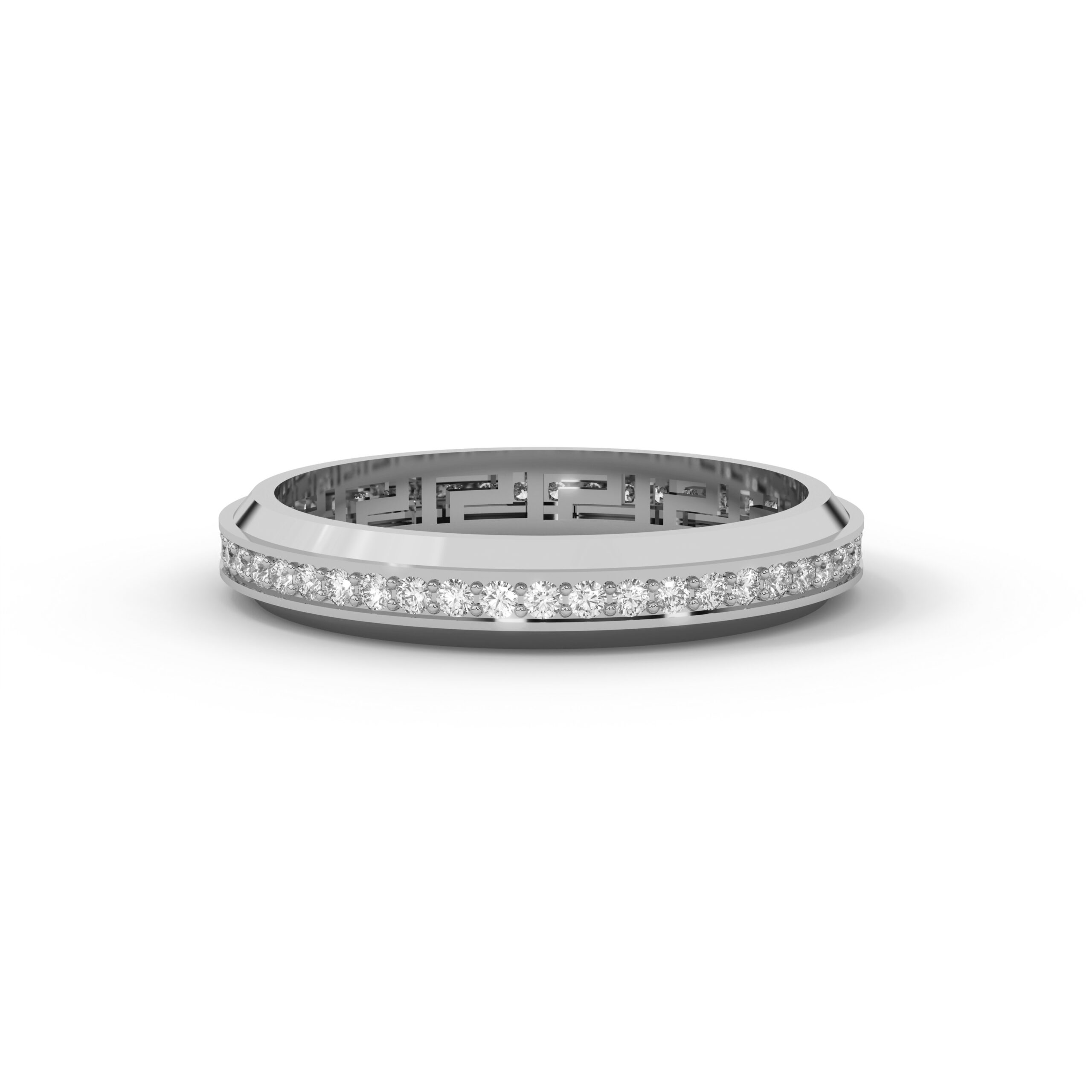 Elegant Greek Groove Moissanite Wedding Band Ring with Premium Sparkle - Image 5