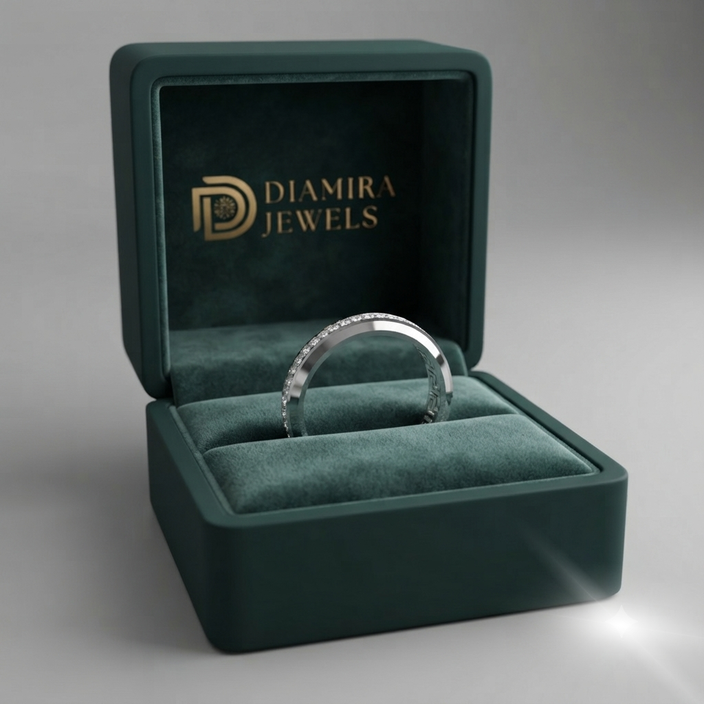Elegant Greek Groove Moissanite Wedding Band Ring with Premium Sparkle - Image 3