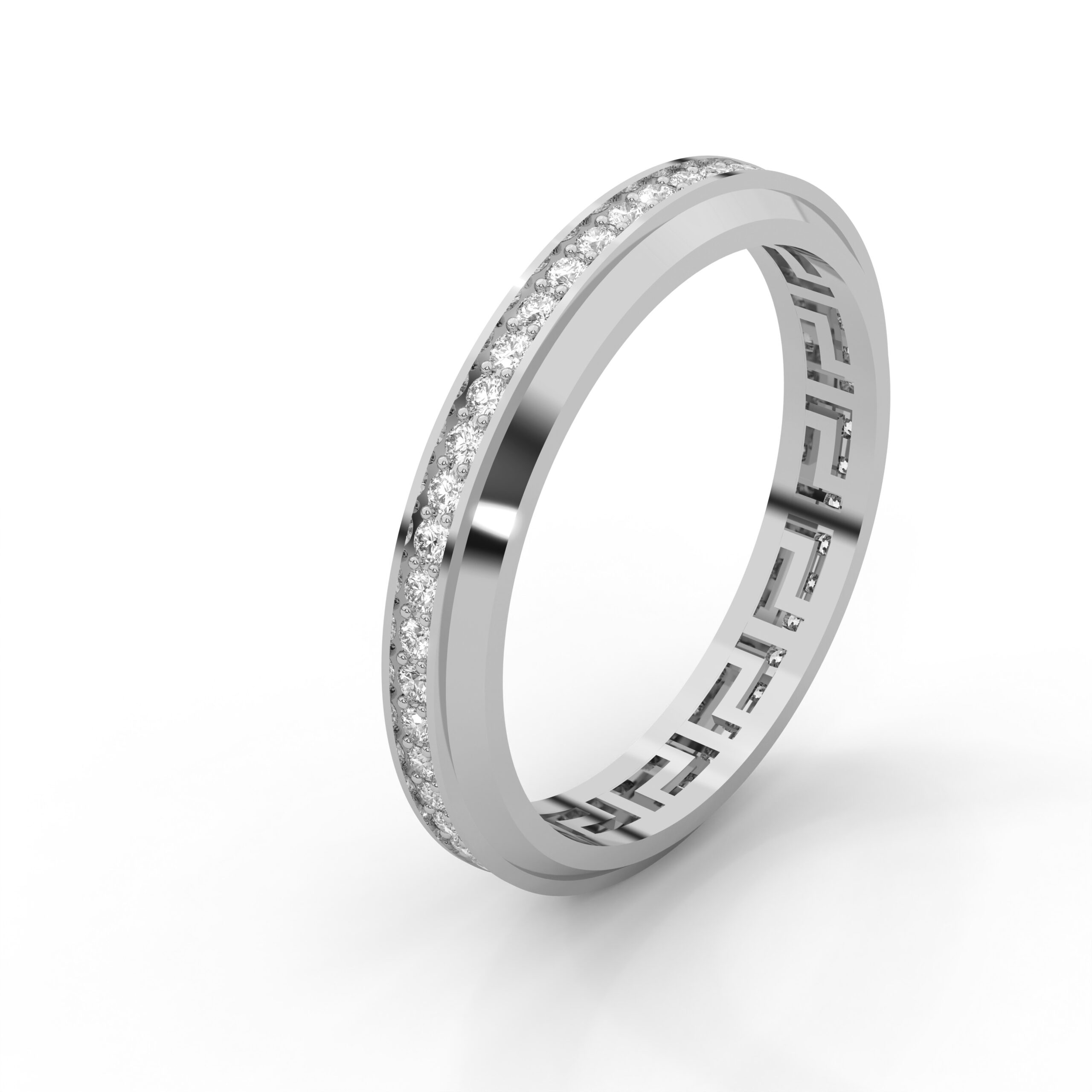 Elegant Greek Groove Moissanite Wedding Band Ring with Premium Sparkle