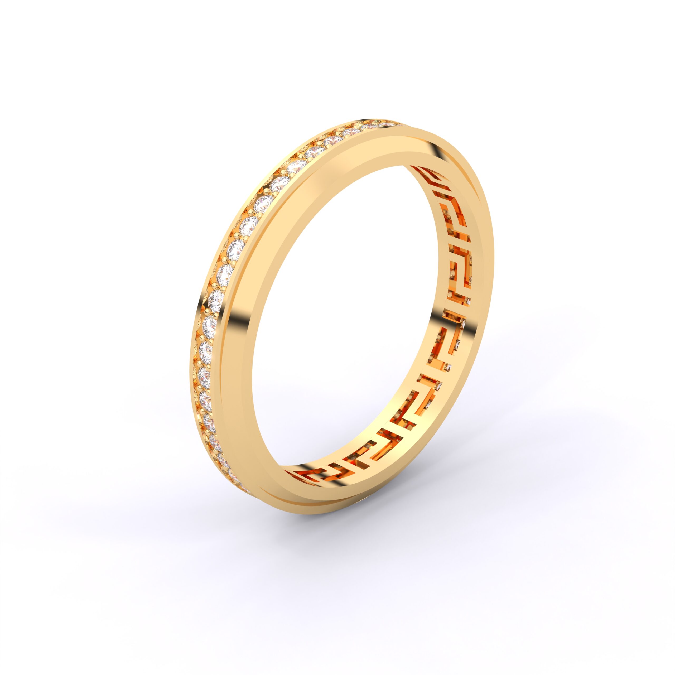 Elegant Greek Groove Moissanite Wedding Band Ring with Premium Sparkle - Image 8