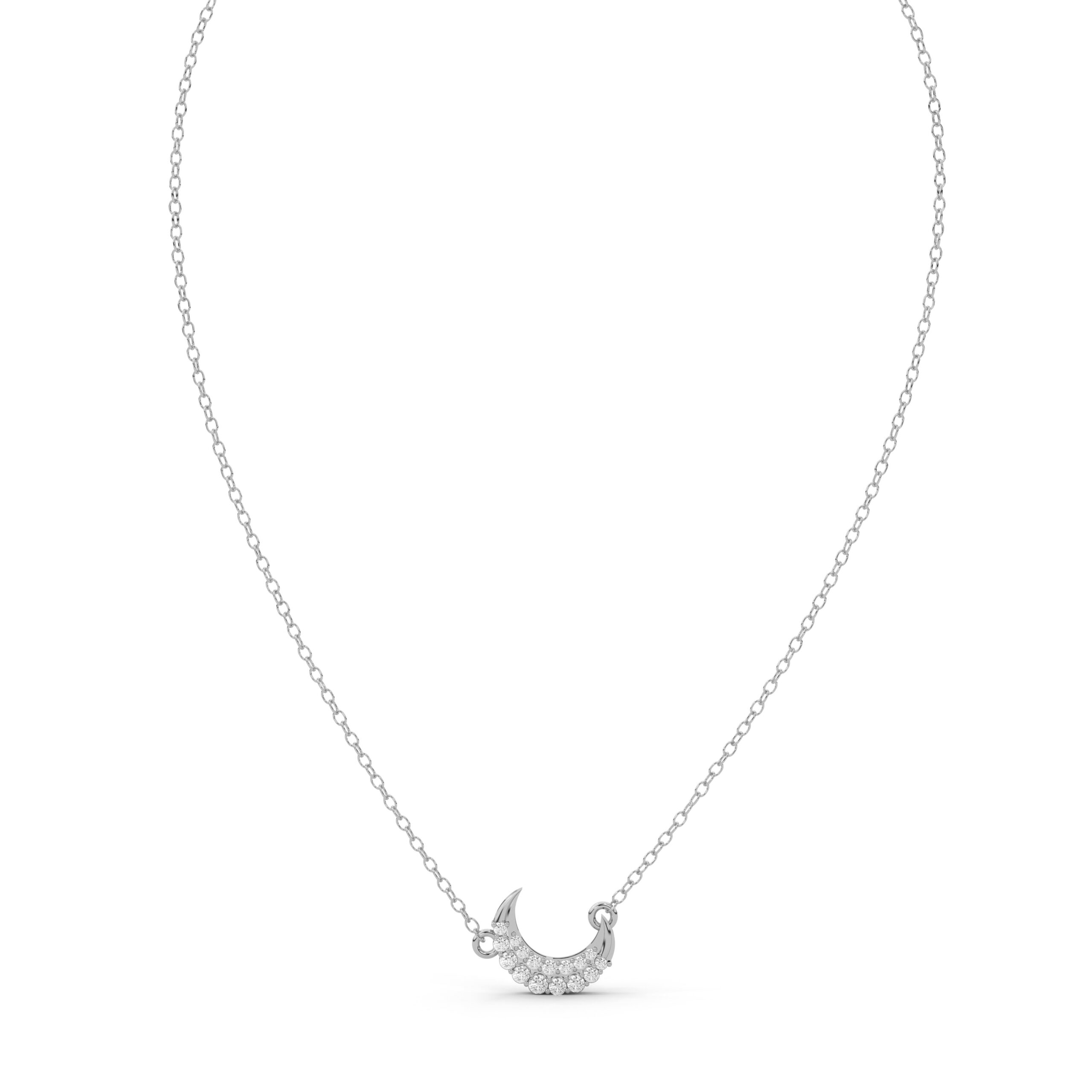 Minimalist Crescent Moon Moissanite Pendant Necklace in 925 Sterling Silver - Image 5