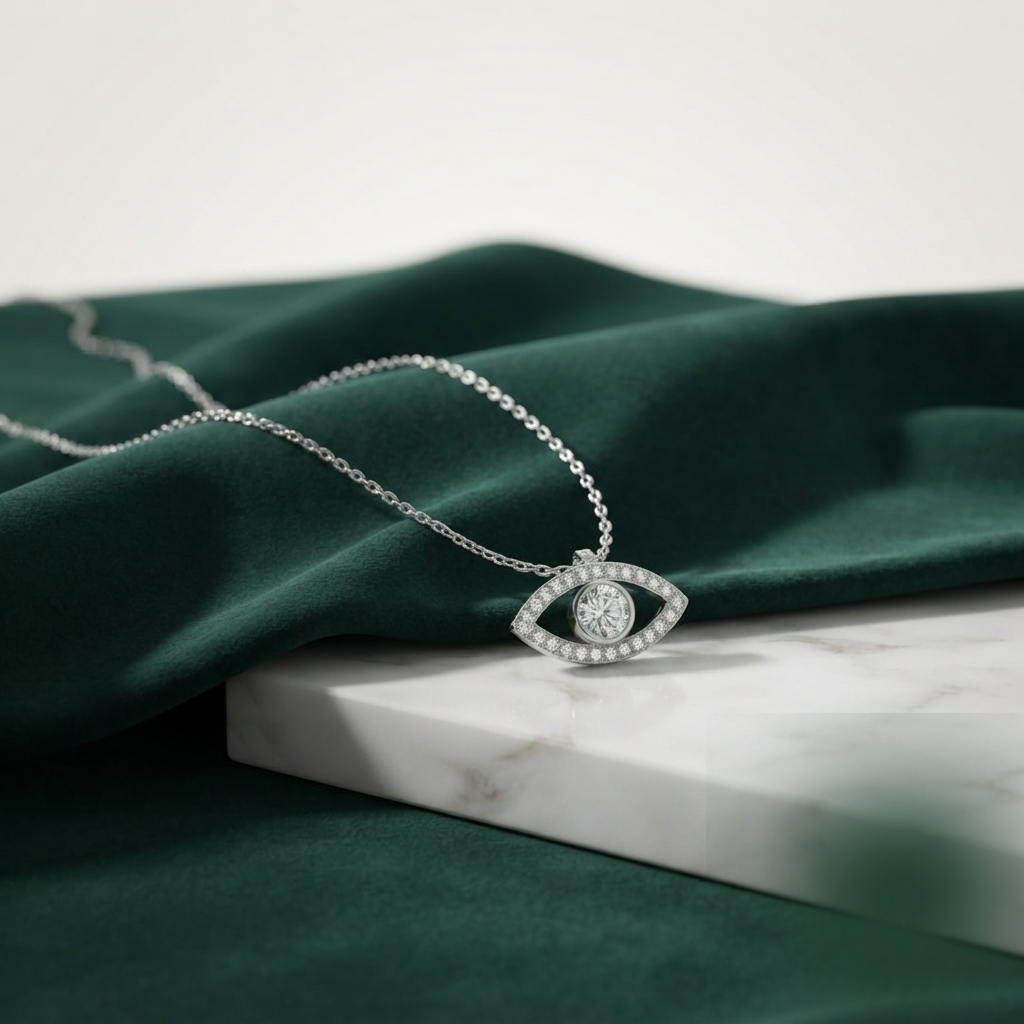 Luxury Evil Eye Moissanite Pendant Necklace for Women - Image 2