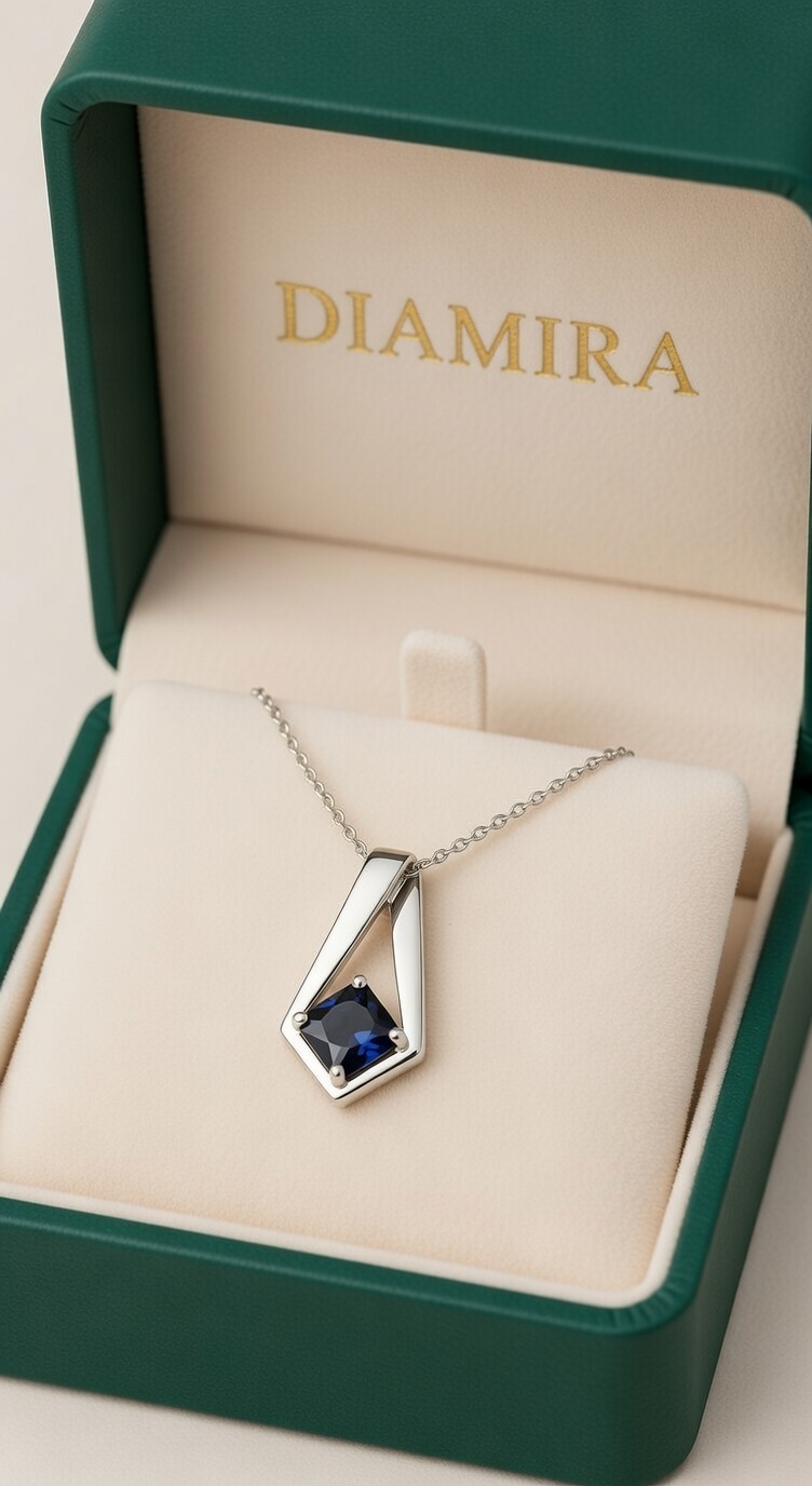 Princess Cut Blue Moissanite Pendant Necklace for Women - Image 5